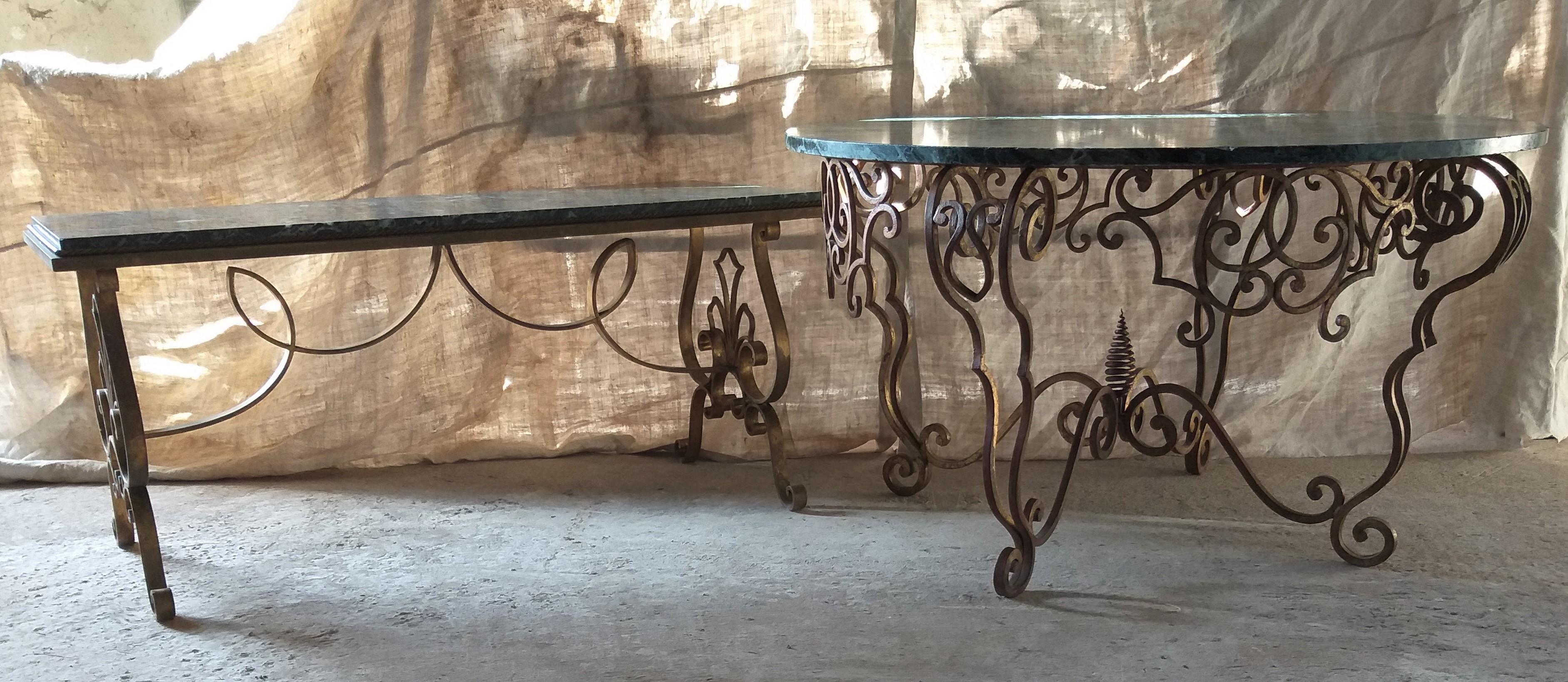 Mid-19th Century Coffeetable, 1960s. with Gilt Patined Iron Base For Sale
