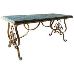 Antique Coffeetable, 1960s. with Gilt Patined Iron Base