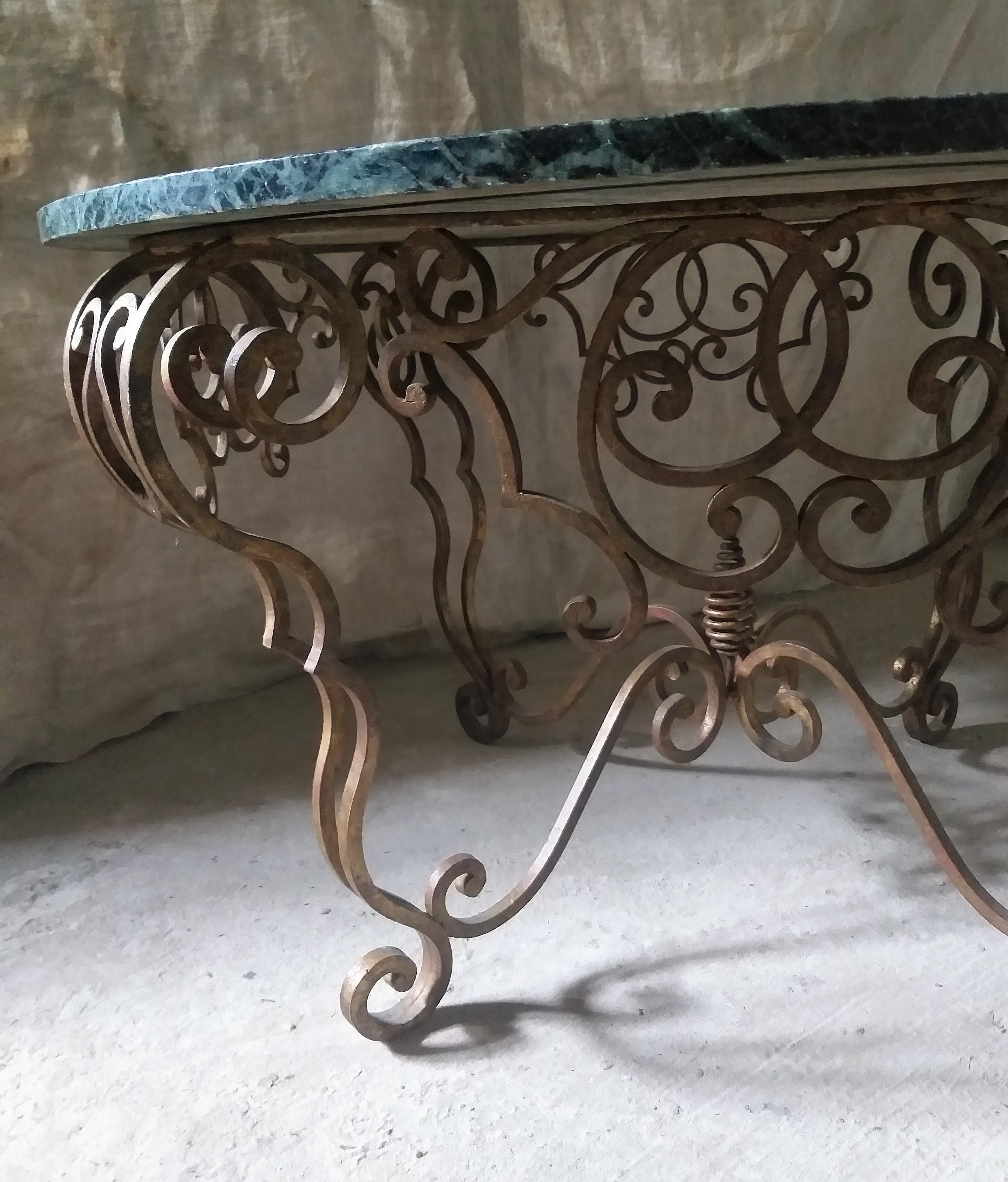 European Coffee Table, 1960s, with Green Marble-Top For Sale