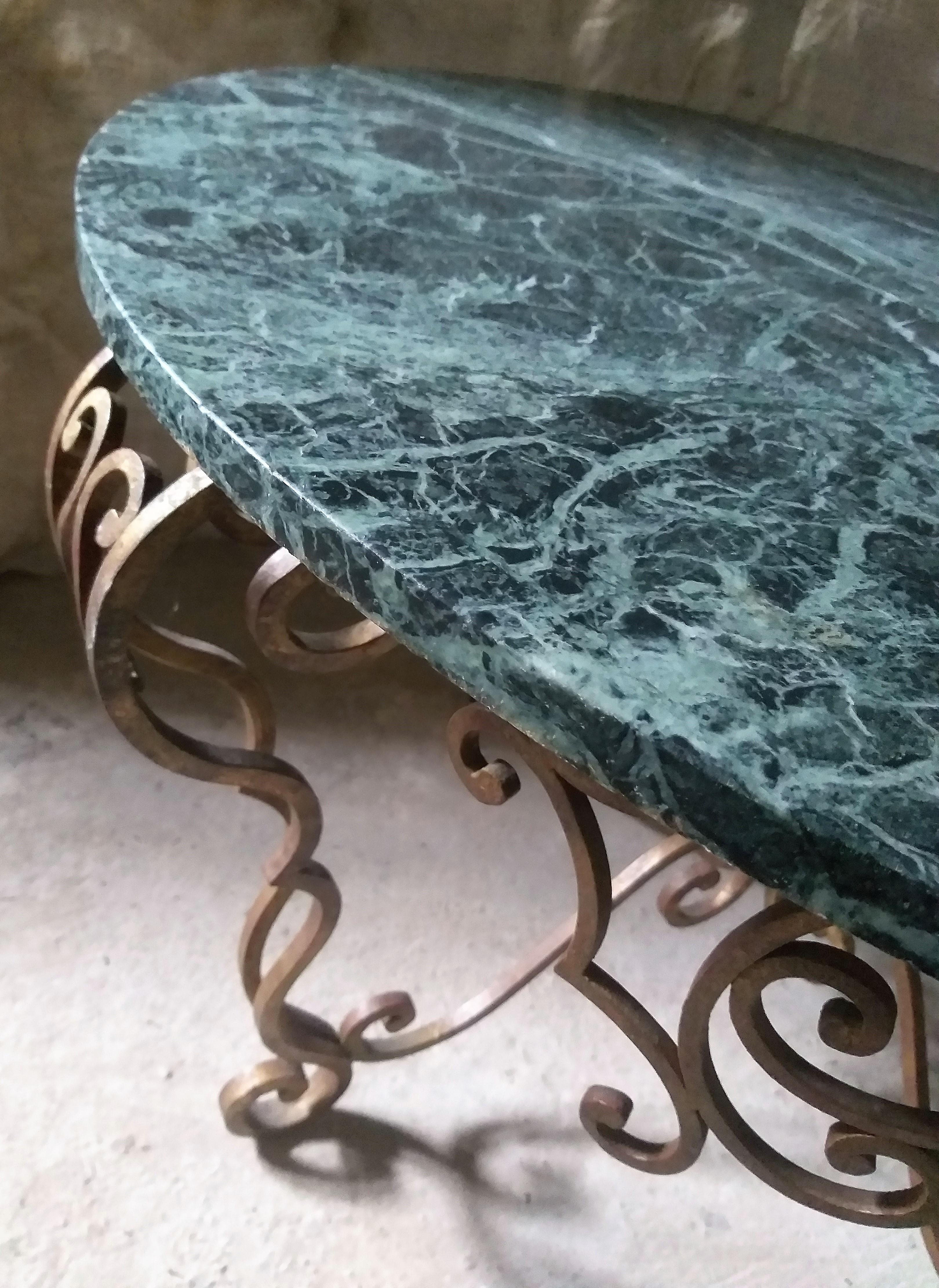 Coffee Table, 1960s, with Green Marble-Top In Good Condition For Sale In Gembloux, BE