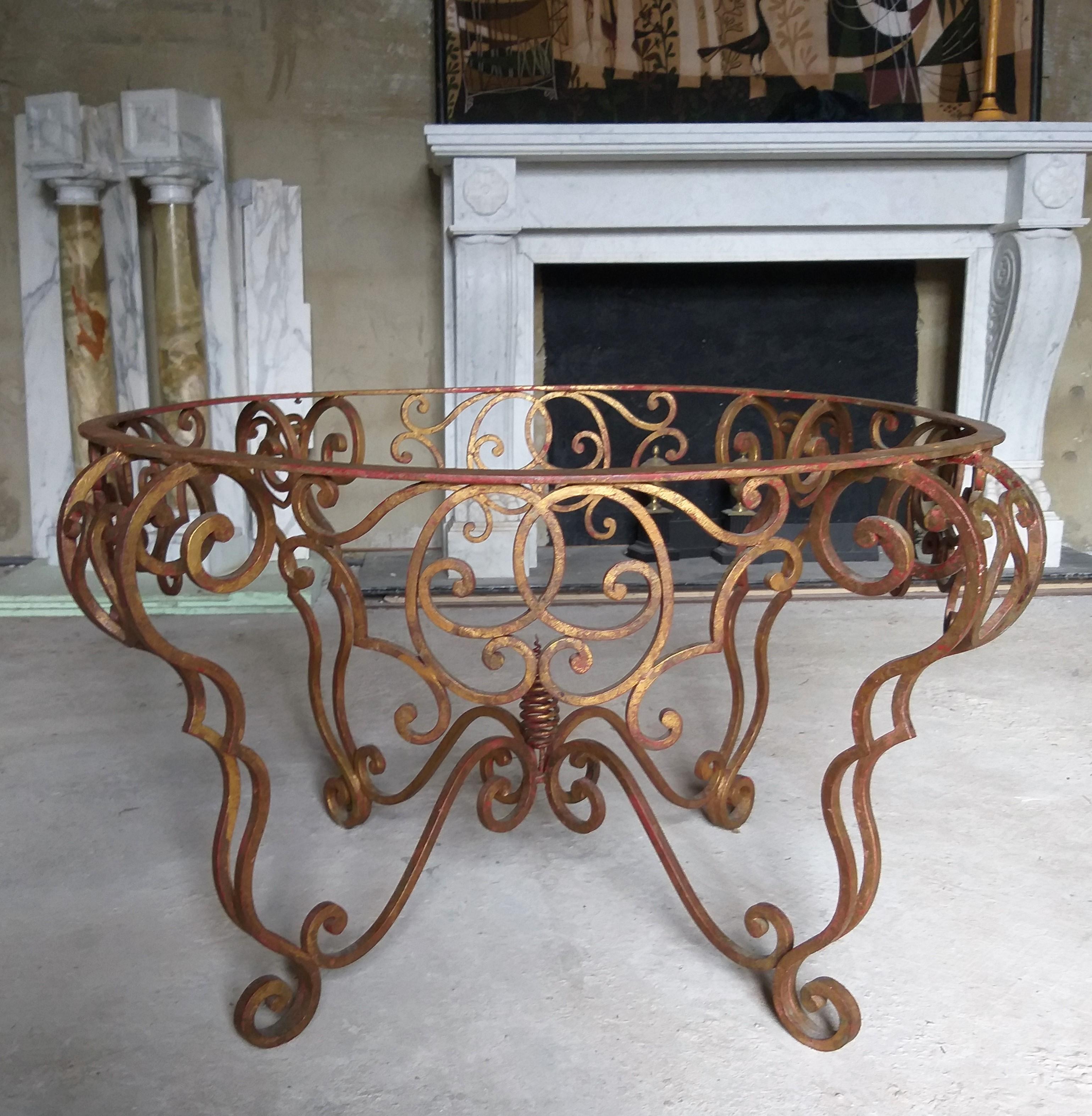 Iron Coffee Table, 1960s, with Green Marble-Top For Sale