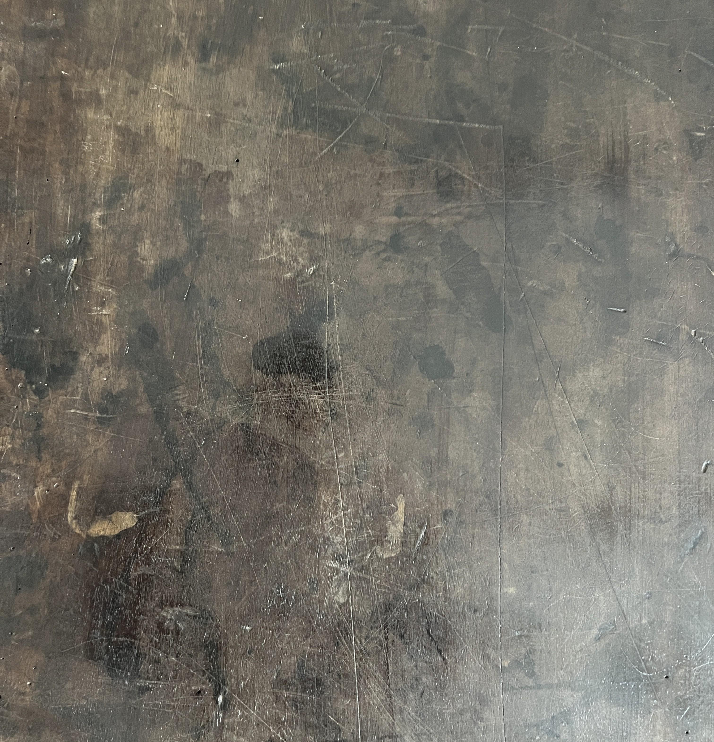 Table basse avec plateau en noyer noir du XVIIIe siècle sur base en fer en vente 6