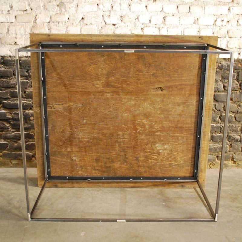 Coffeetable with an Antique Teak Top and Solid Steel Frame 5