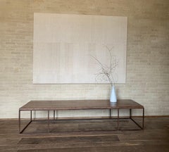 Coffeetable with One Slab 19th Century Elm Top on Iron Base