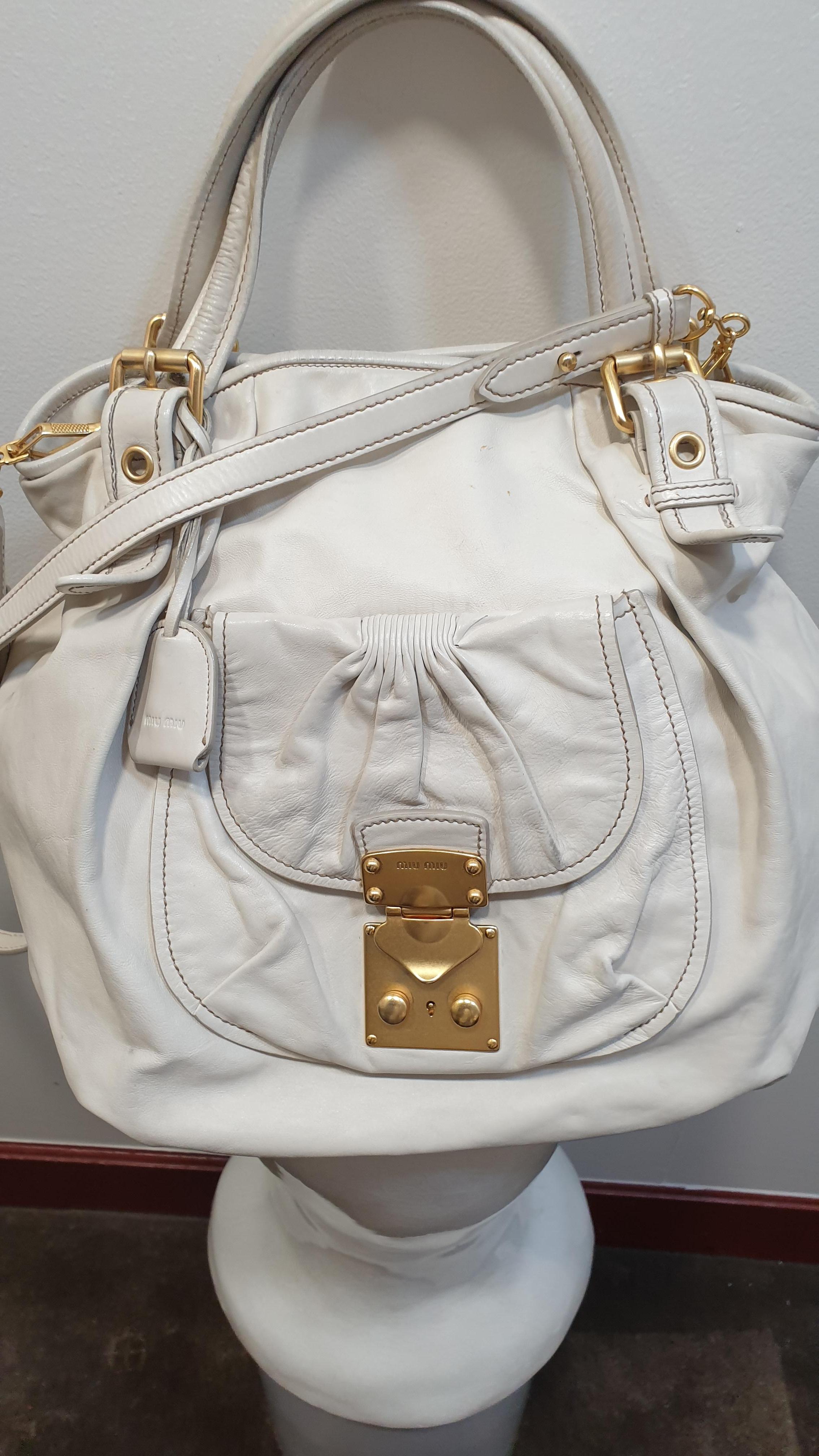 Women's Coffer Shoulder Bag Matelasse Leather White by Miu Miu For Sale