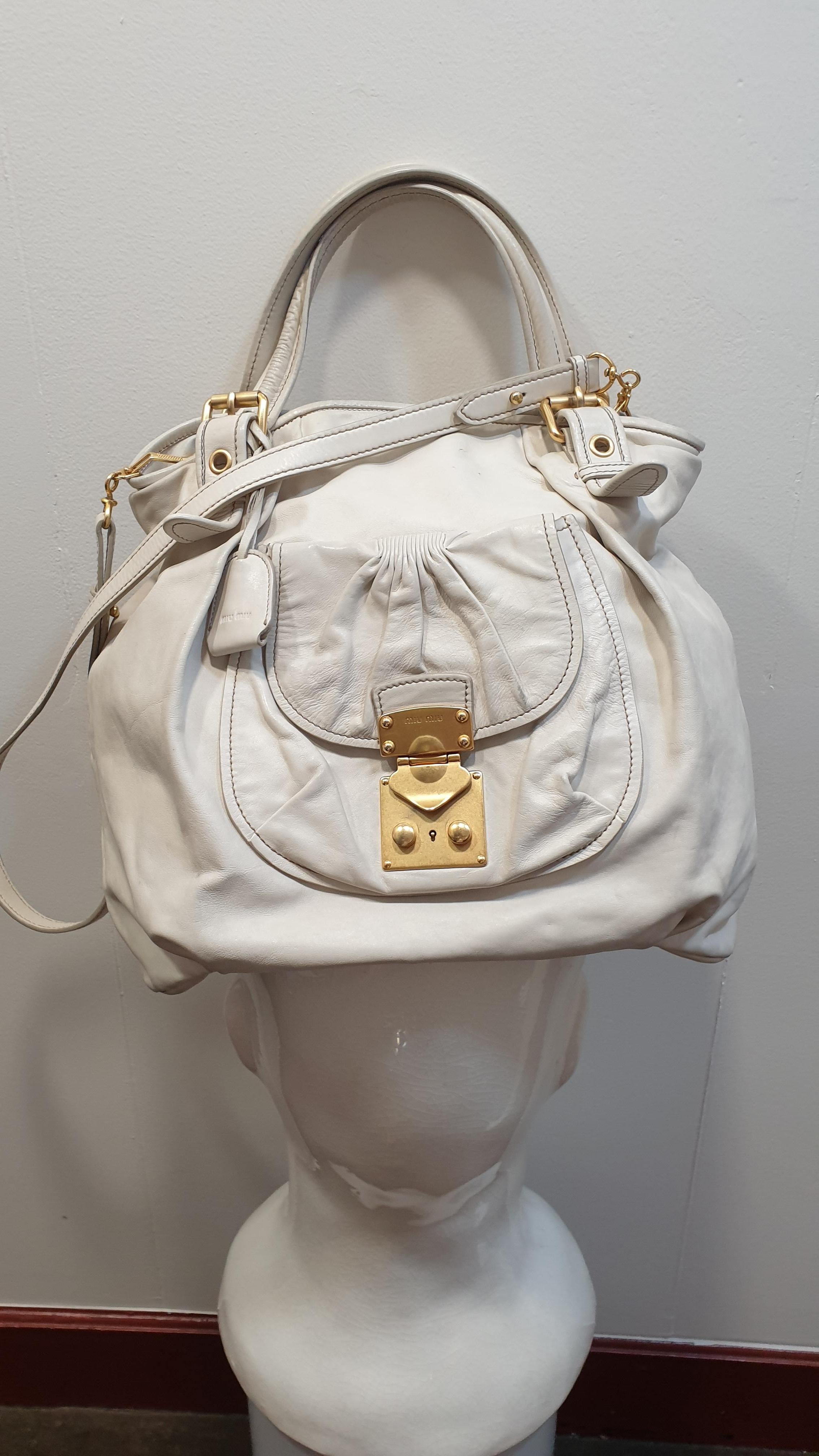 Coffer Shoulder Bag Matelasse Leather White by Miu Miu For Sale 1