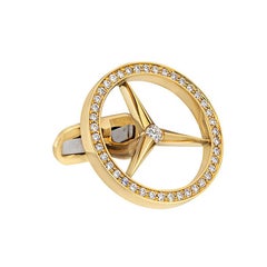 Coffin & Trout 18kt Yellow Gold Diamond Mercedes Emblem Cufflinks