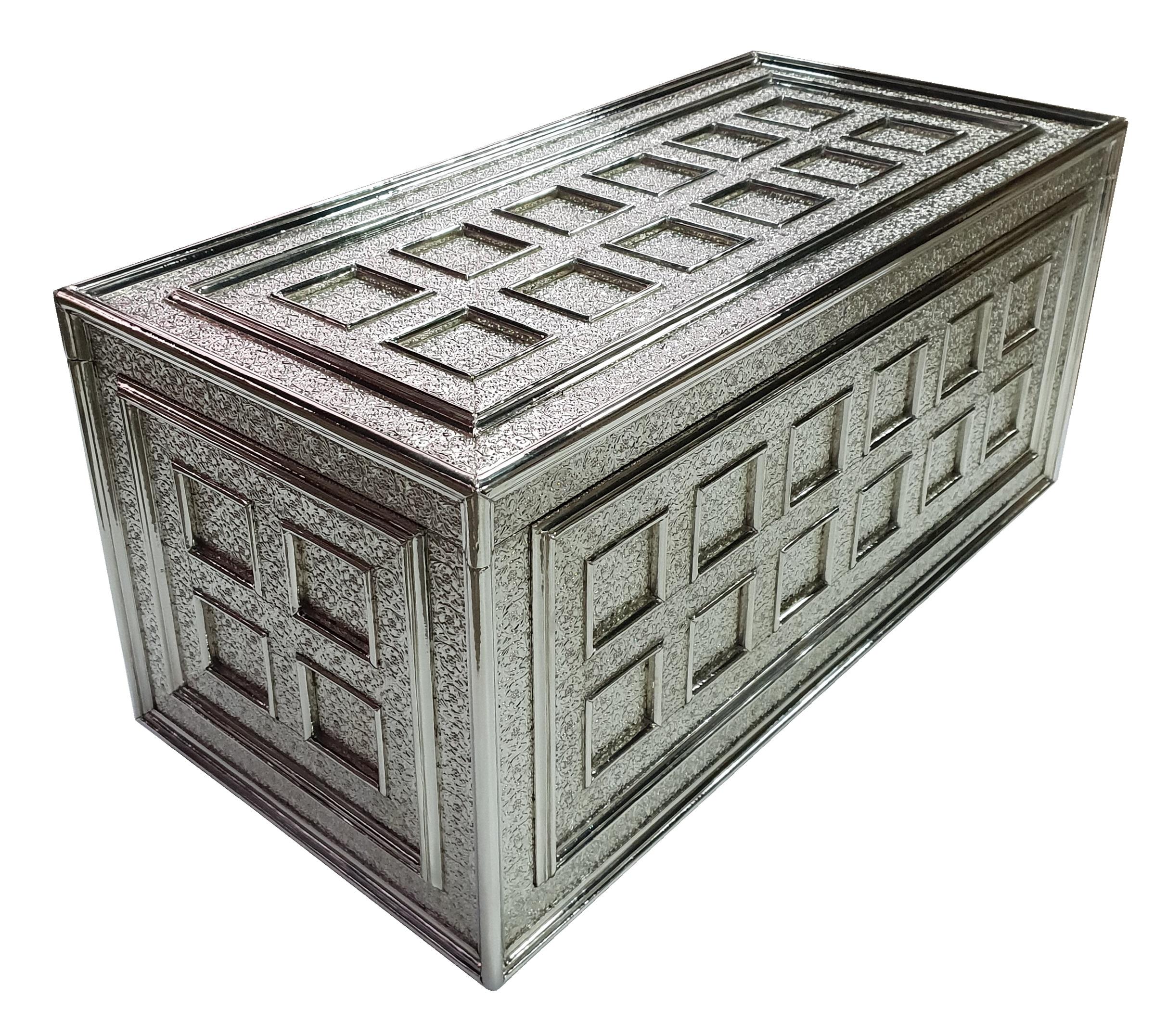 Hammered Coffre Chest in White Bronze Clad over Wood by Stephanie Odegard For Sale