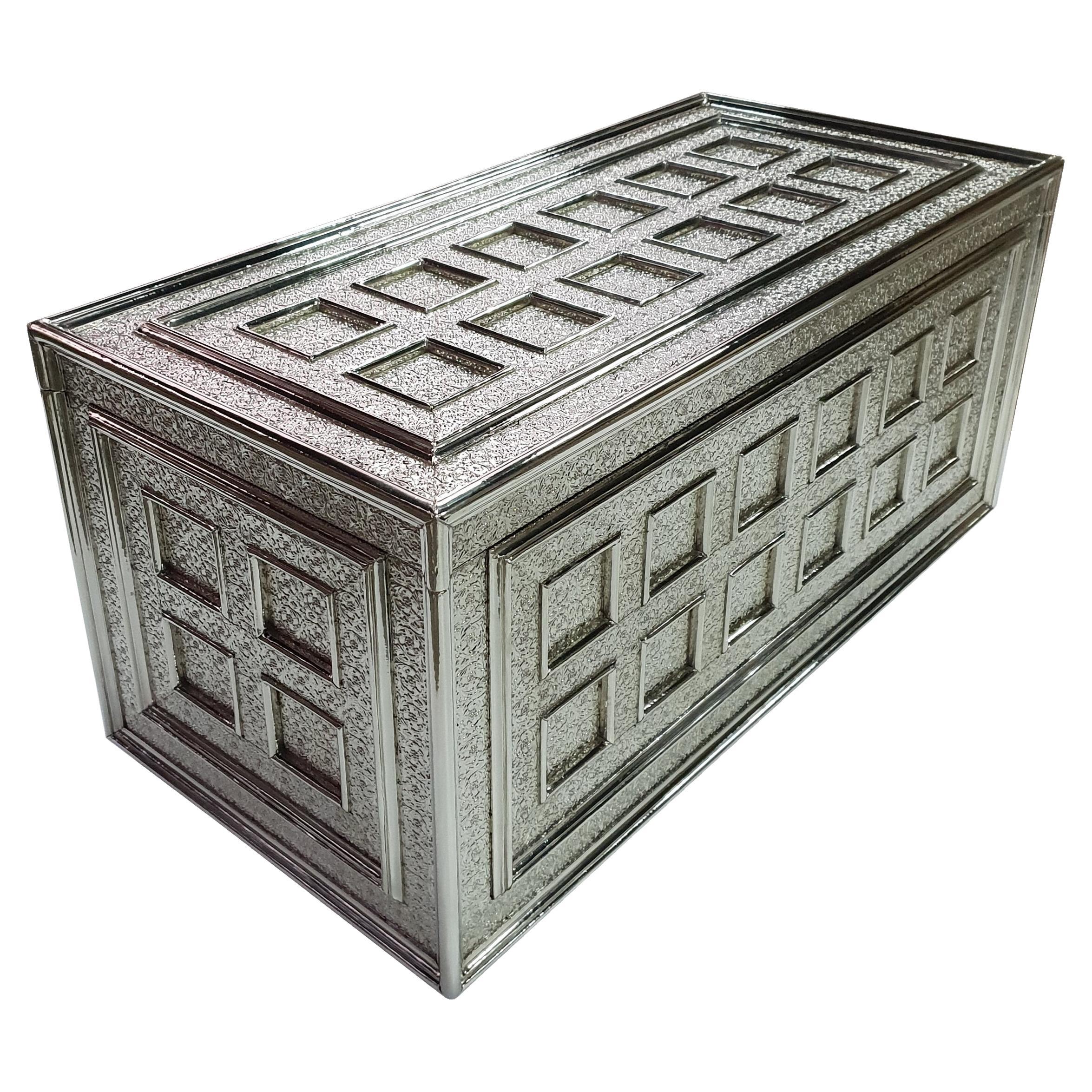 Coffre Chest in White Bronze Clad over Wood by Stephanie Odegard For Sale