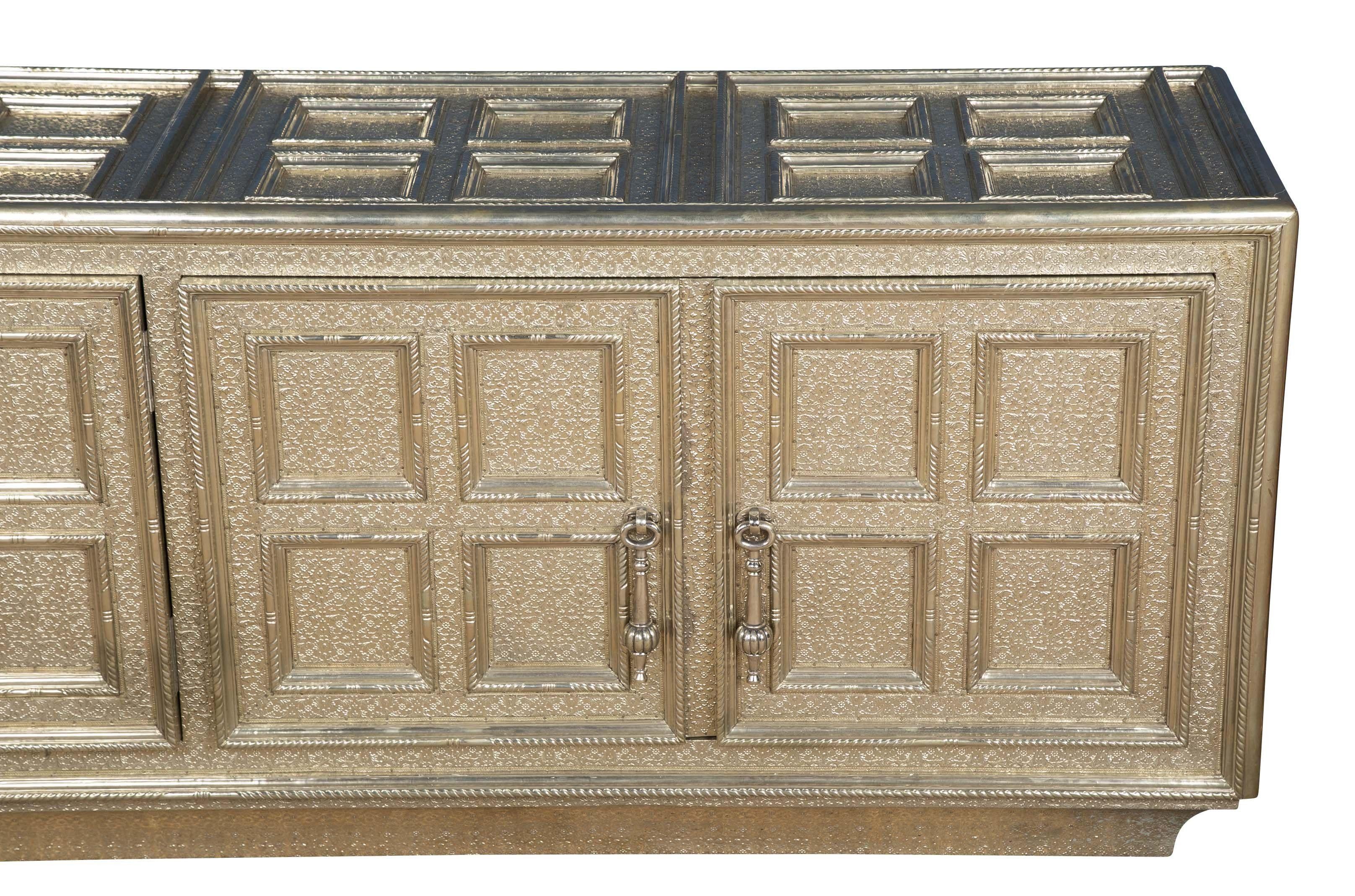 Other Coffre Credenza in White Bronze Over Wood Handcrafted in India By Paul Mathieu For Sale