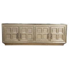Used Coffre Credenza in White Bronze Over Wood Handcrafted in India By Paul Mathieu