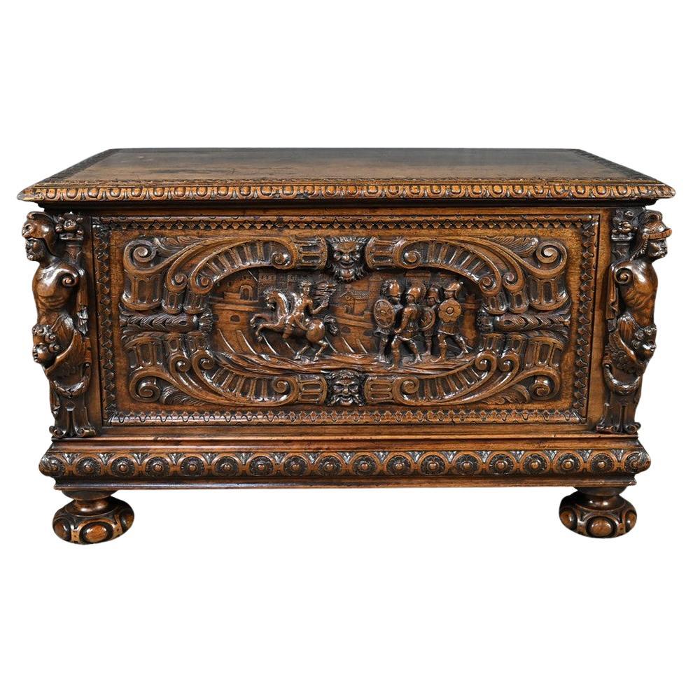 French Walnut Chest, Italian Renaissance Style – Late 18th Century