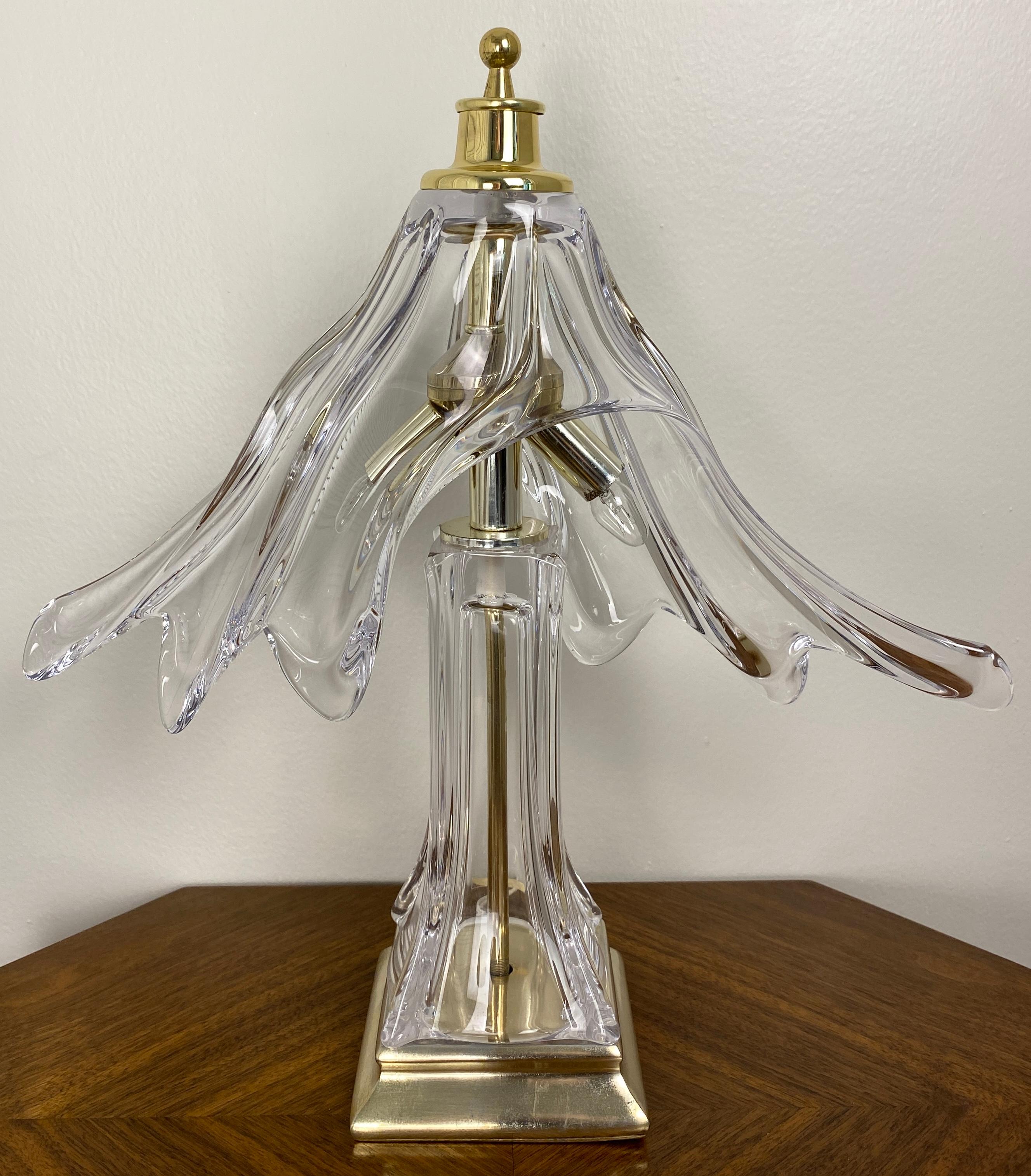 Brass Cofrac Art Glass Table Lamp For Sale
