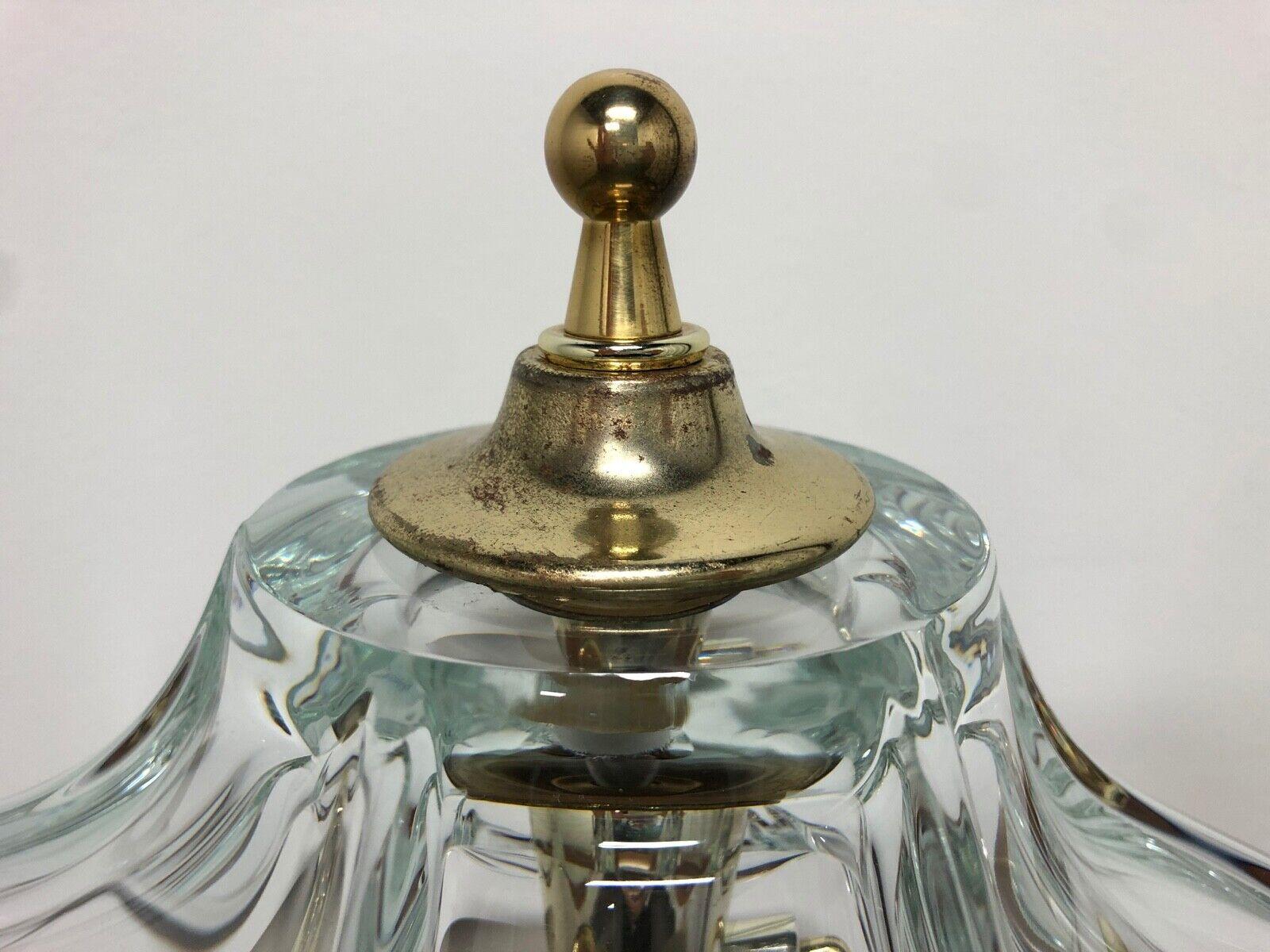 Art Deco COFRAC Art Verrier France Crystal & Brass Table / Desk Lamp For Sale