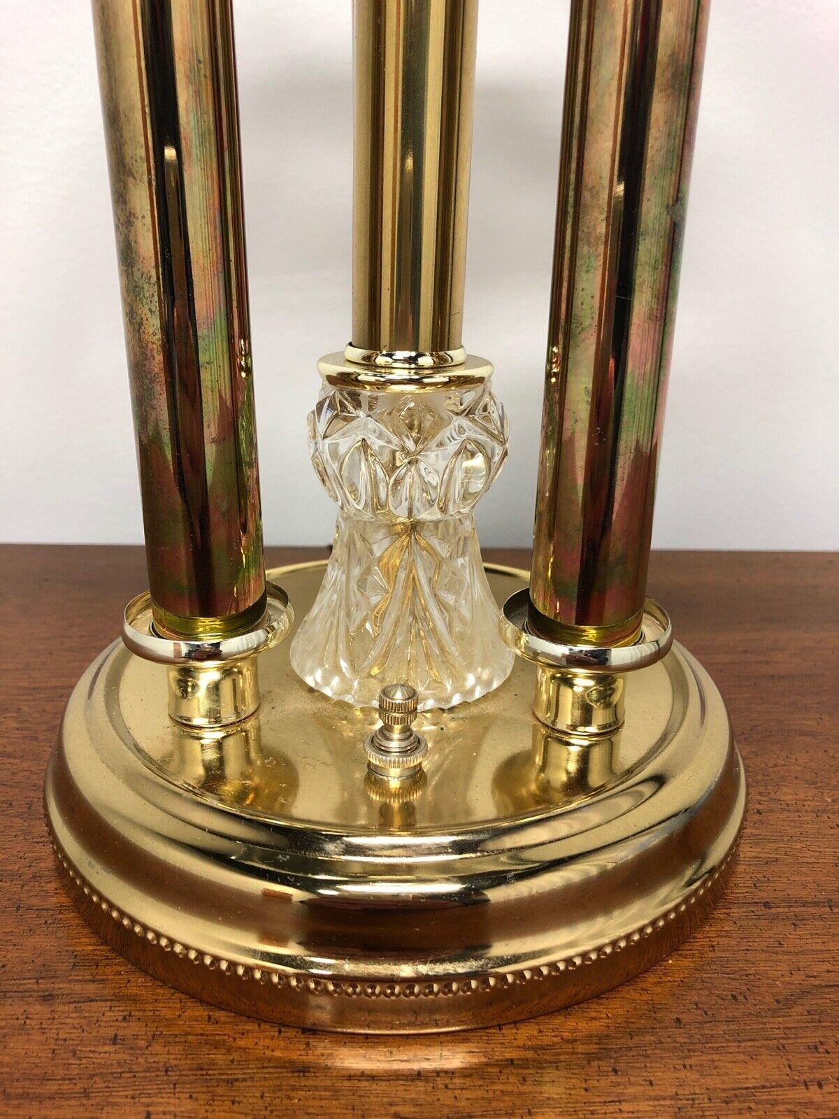 20th Century COFRAC Art Verrier France Crystal & Brass Table / Desk Lamp For Sale