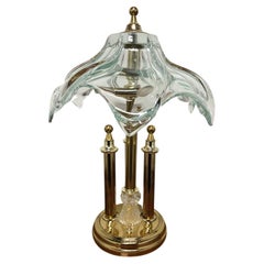 COFRAC Art Verrier France Lampe de table en cristal et laiton