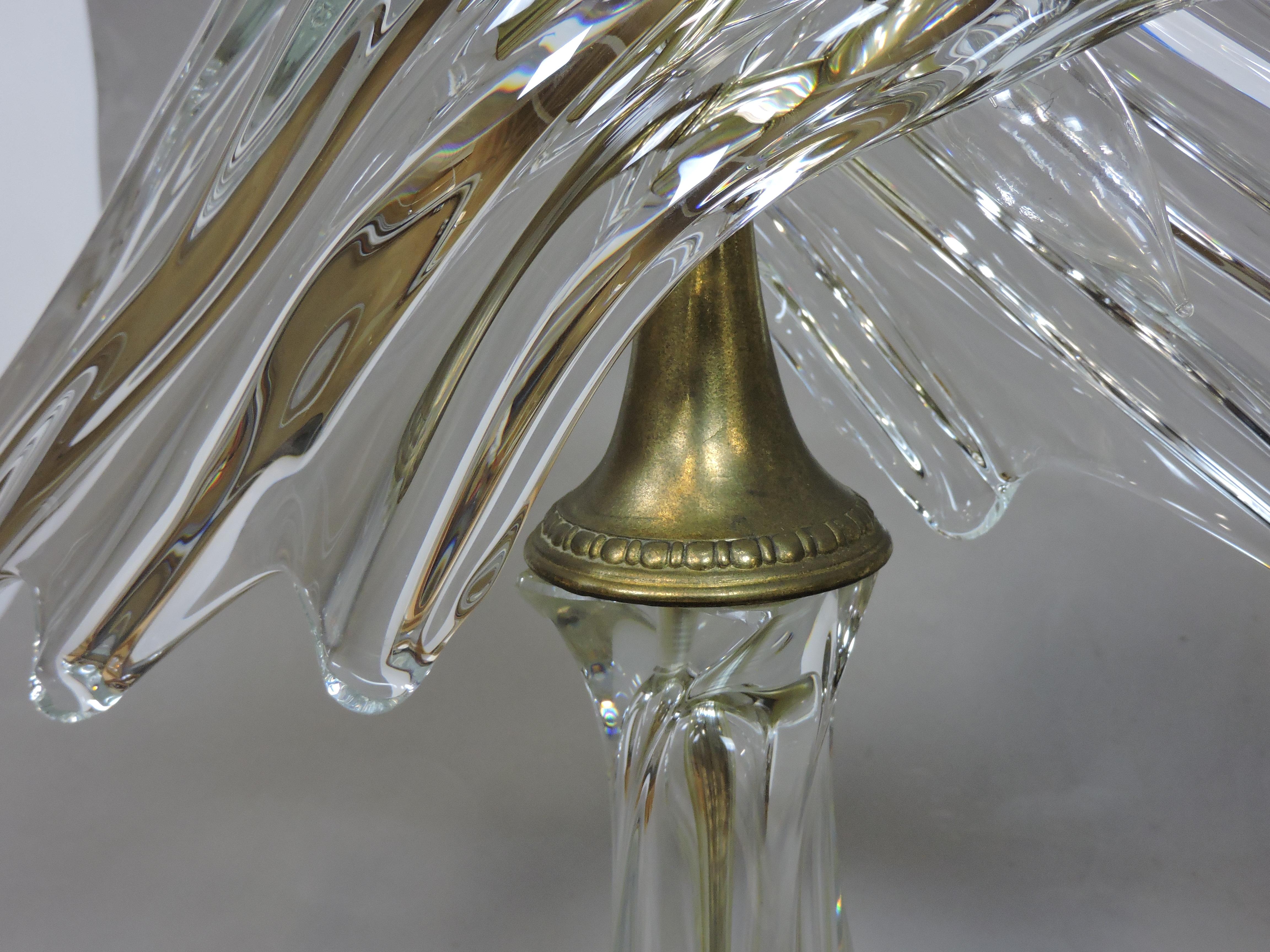Français Lampe de bureau en cristal de forme libre Cofrac Art Verrier France en vente