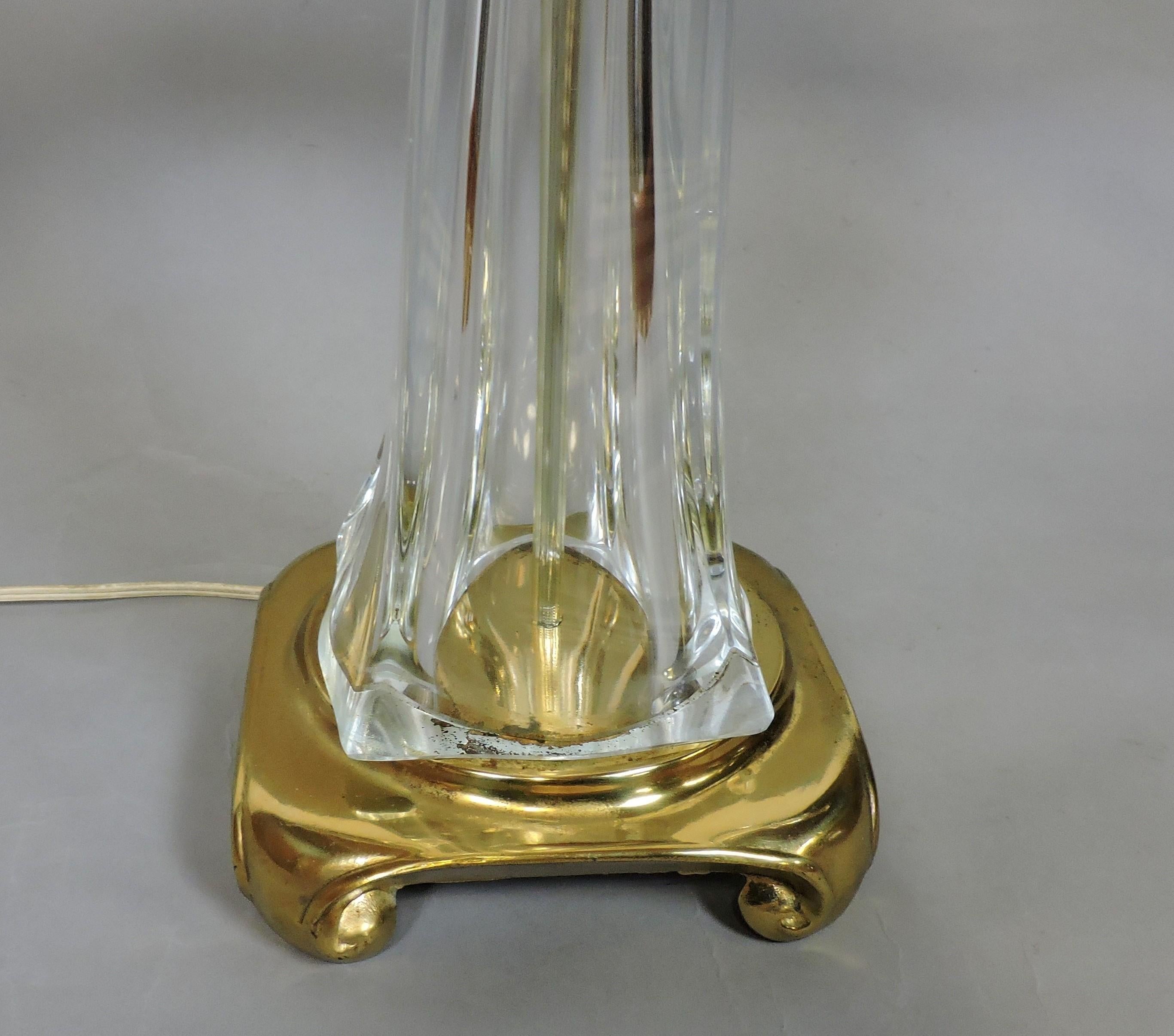 French Cofrac Art Verrier France Freeform Crystal Table Lamp For Sale