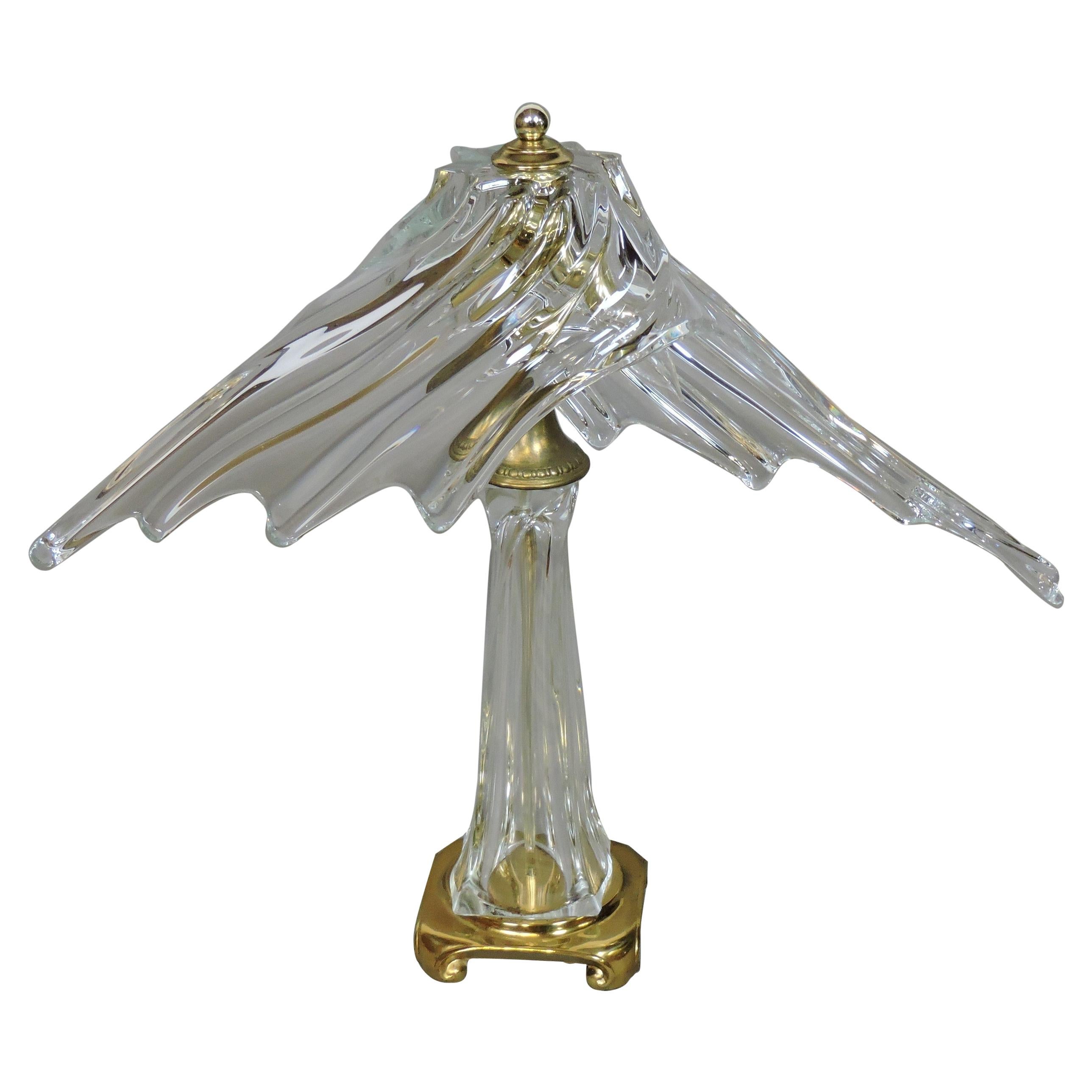 Lampe de bureau en cristal de forme libre Cofrac Art Verrier France