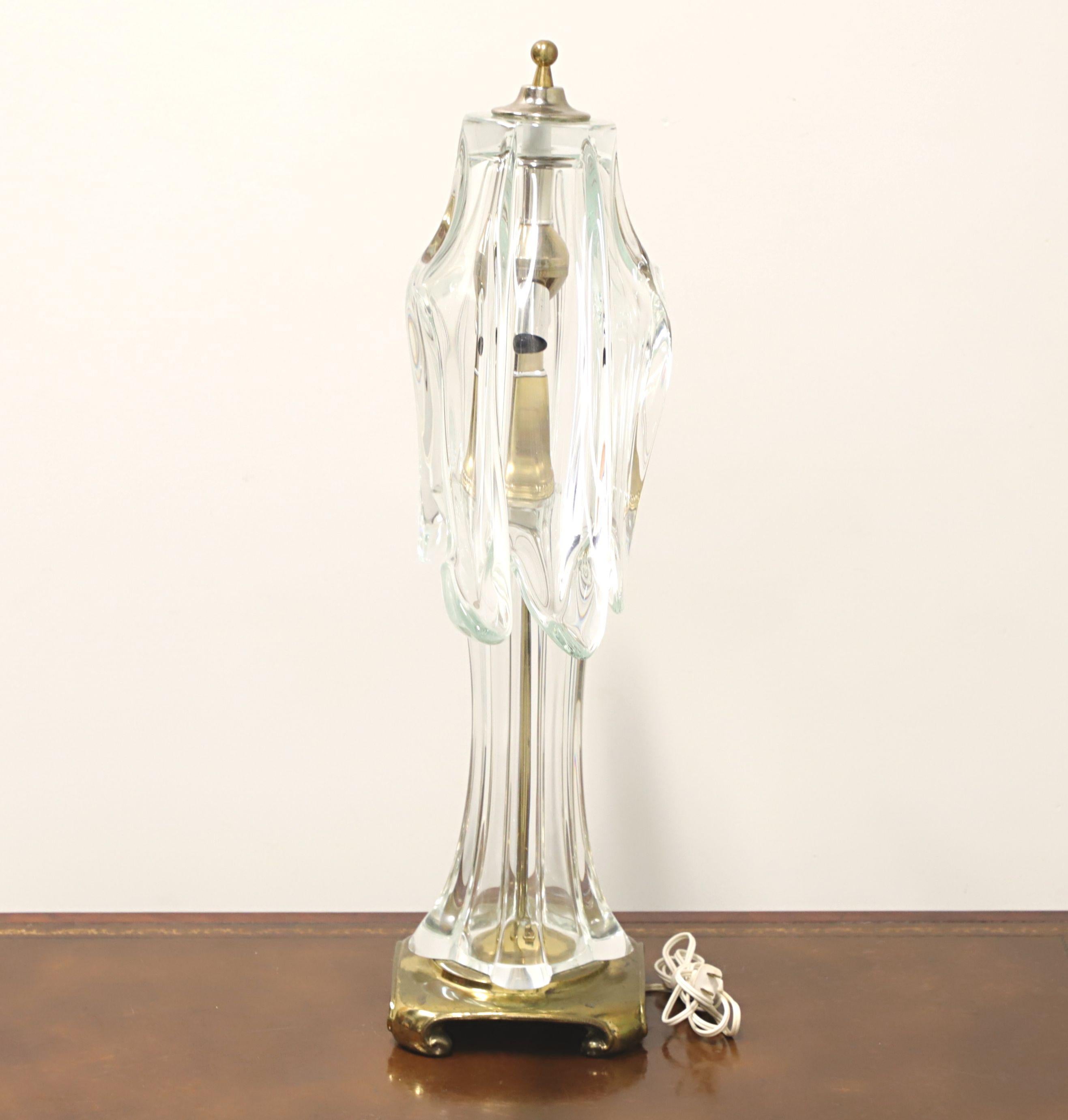Art Deco COFRAC Art Verrier France Large Crystal Table Lamp For Sale