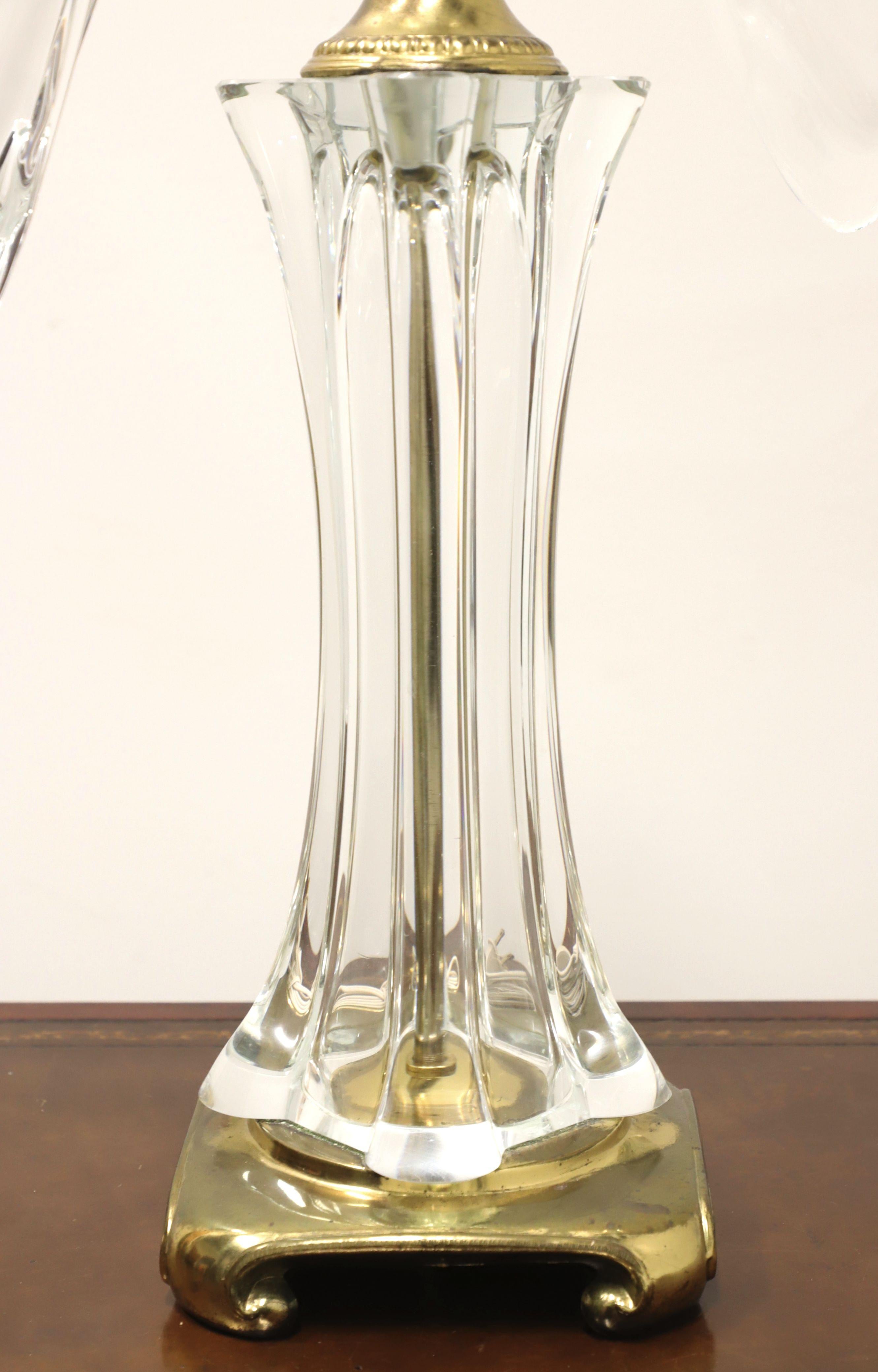 Brass COFRAC Art Verrier France Large Crystal Table Lamp For Sale