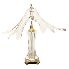 Vintage COFRAC Art Verrier France Large Crystal Table Lamp