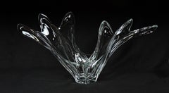 Bol en cristal d'art monumental de forme libre en verre Cofrac France du milieu du siècle dernier
