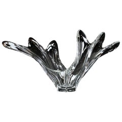 Cofrac France Midcentury Monumental Freeform Art Glass Crystal Bowl