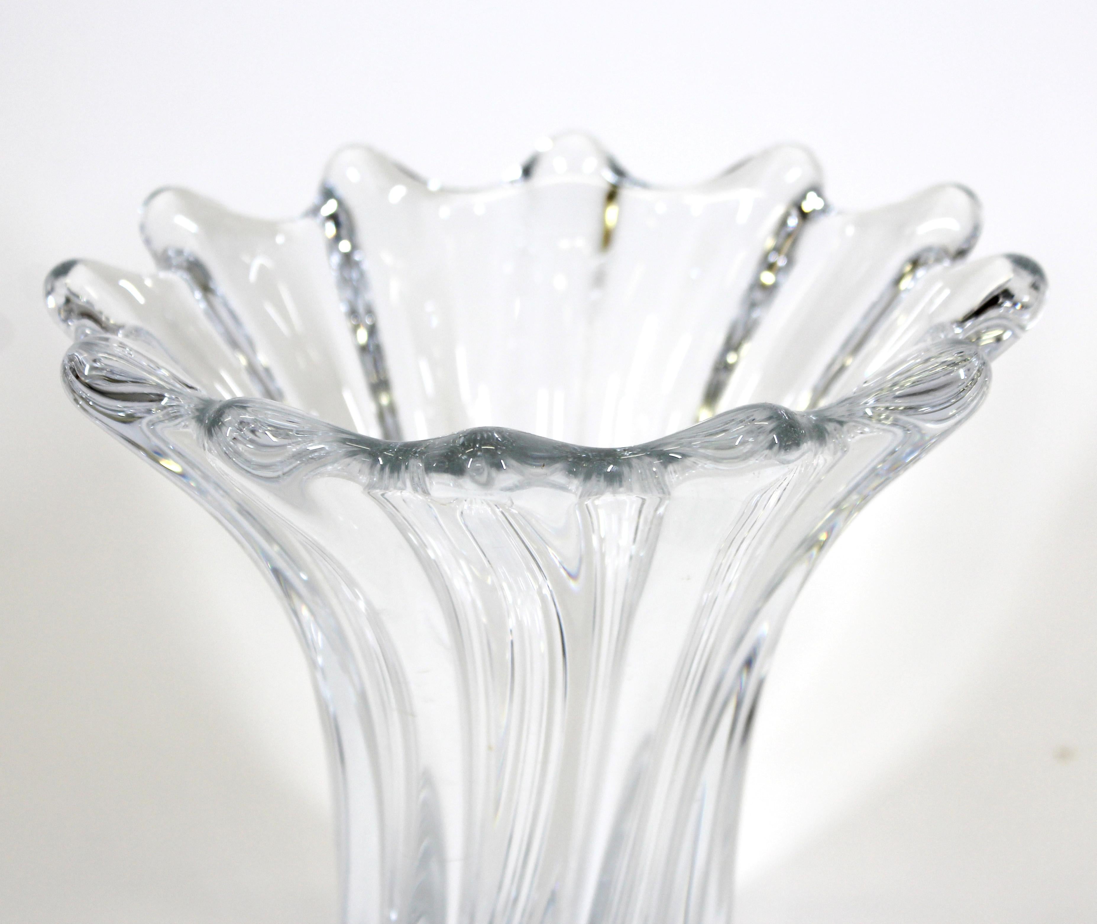 Cofrac France modern art glass vase in splash shape, marked on bottom.