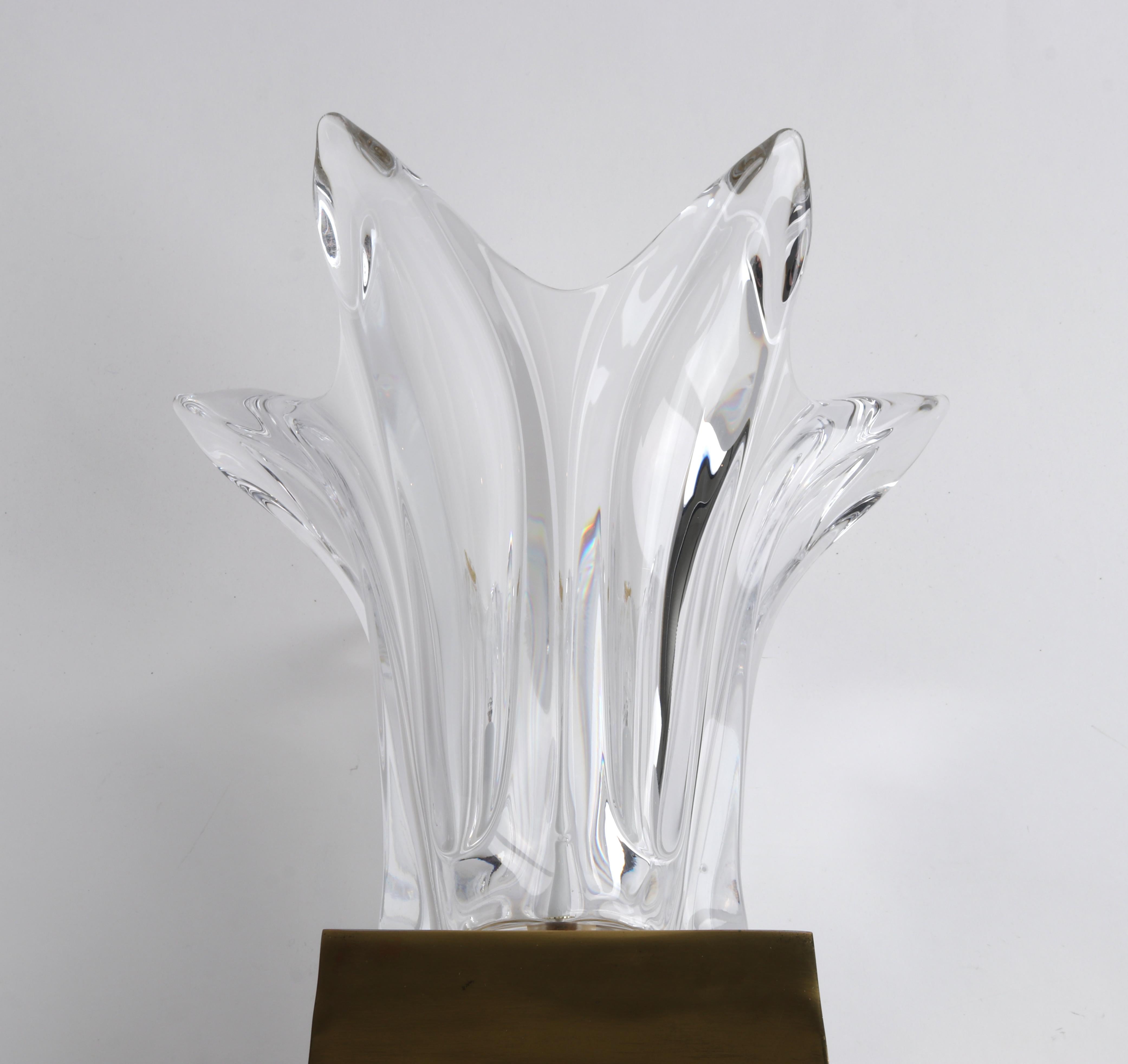 Cofrac Paris Art Verrier France Sculptural Glass Flower Pedestal Lamp Light For Sale 5