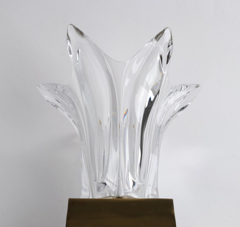 Cofrac Paris Art Verrier France Sculptural Glass Flower Pedestal
