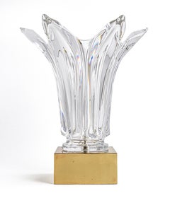 Cofrac Paris Art Verrier France Sculptural Glass Flower Pedestal Lamp Light