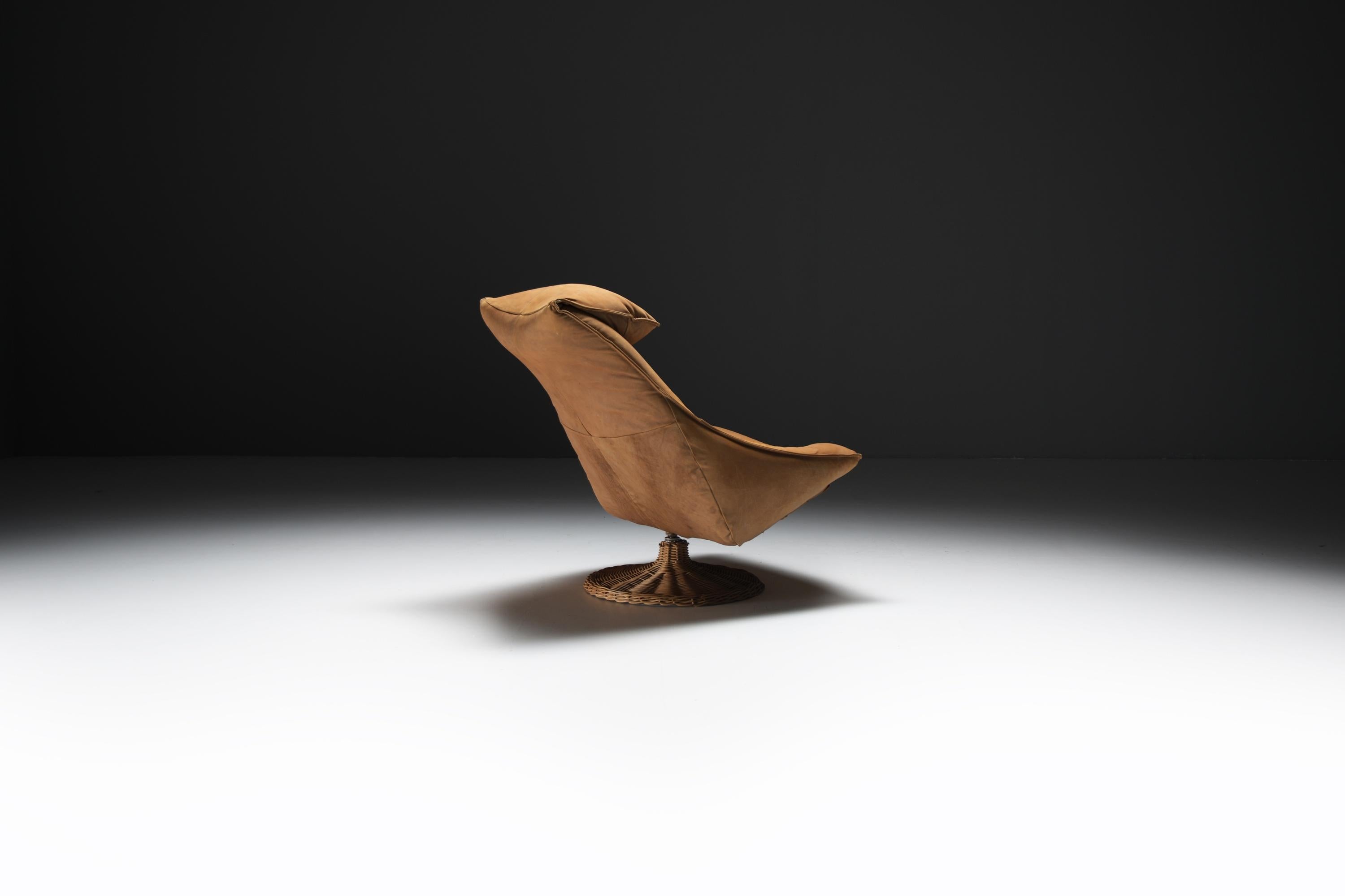 Cognac Leather Delantra Swivel Lounge Chair by Gerard van den Berg for Montis For Sale 1