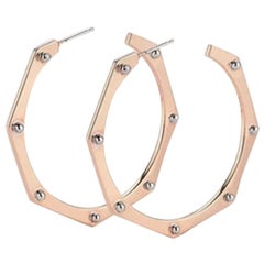 Cog Hoops, Pink and White Silver 