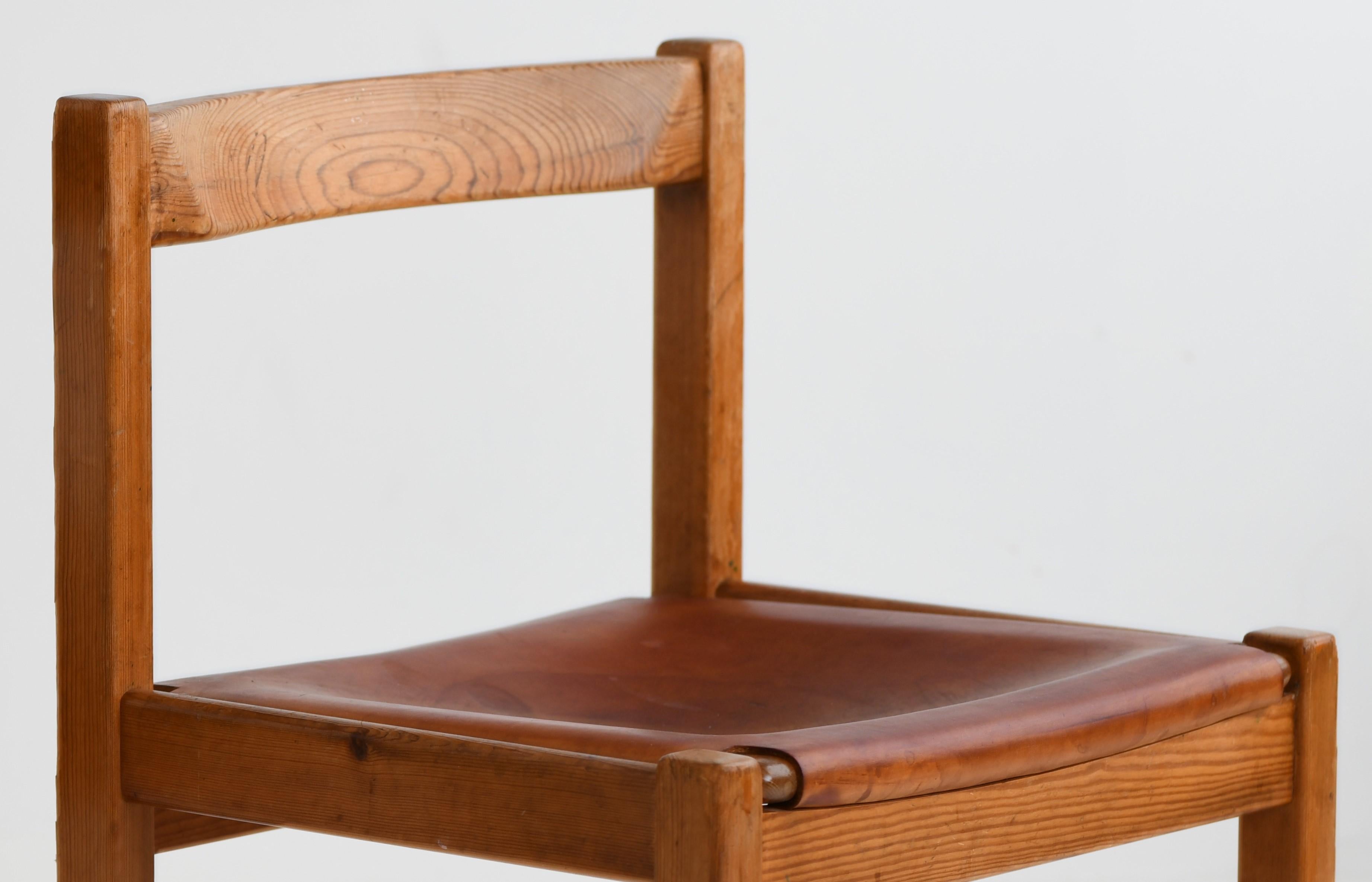 Mid-Century Modern Coganc Leather Pine Chair Ate Van Apeldoorn 1960s For Sale