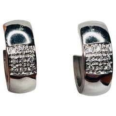 Coge 18K White Gold Diamond Huggie Earrings