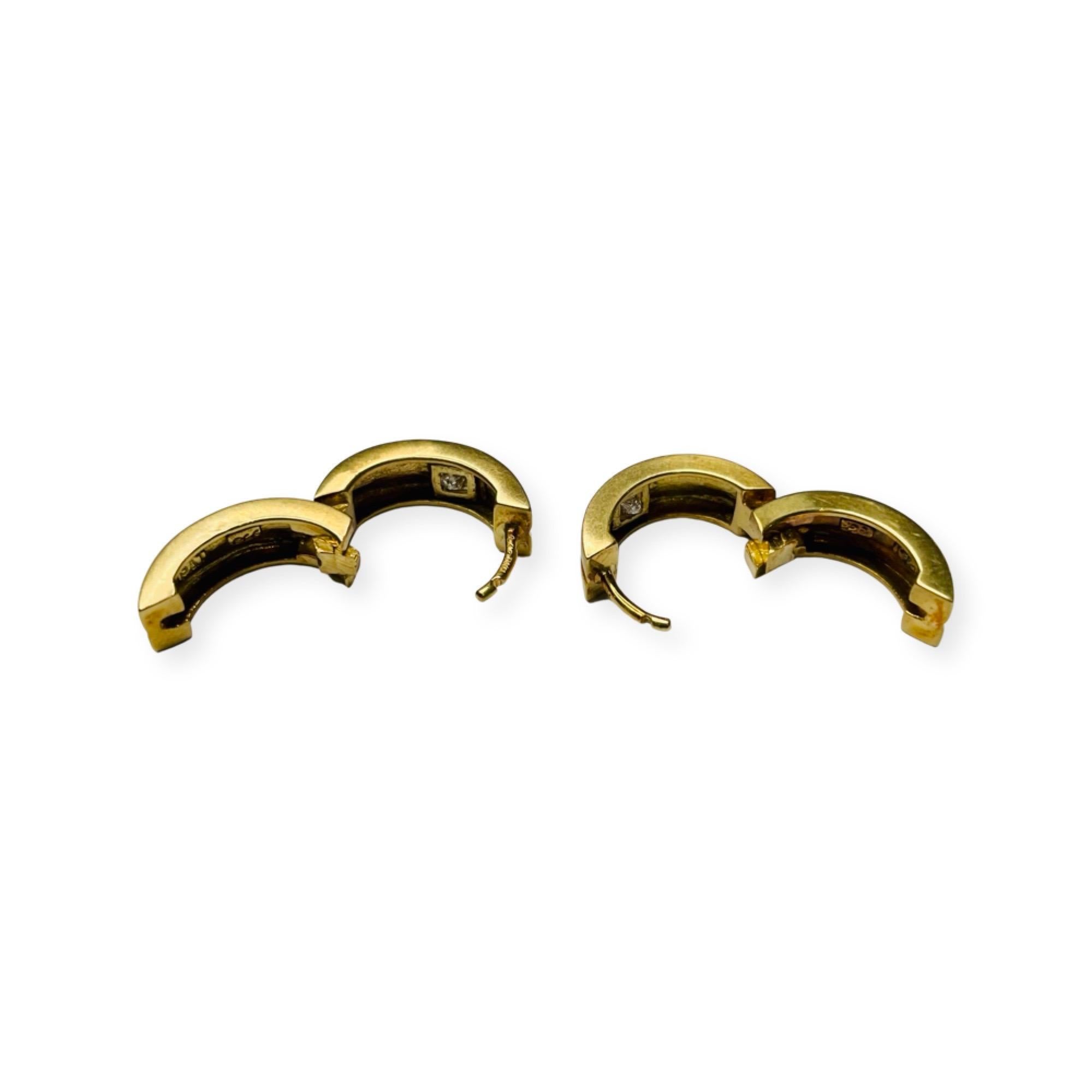 Contemporary Coge 18K Yellow Gold Diamond Huggie Earrings For Sale
