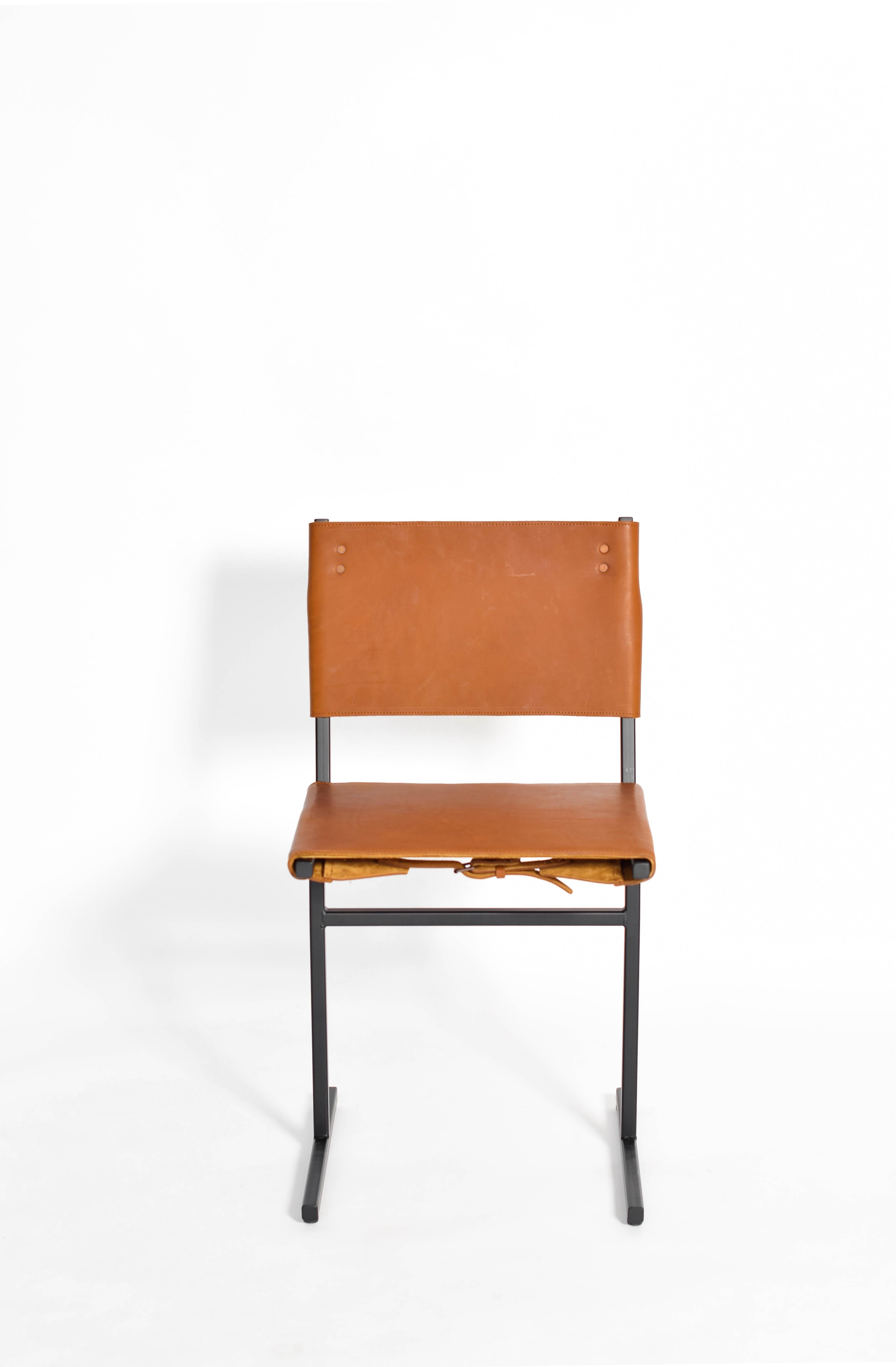 Dutch Cognac and Black Memento Chair, Jesse Sanderson For Sale