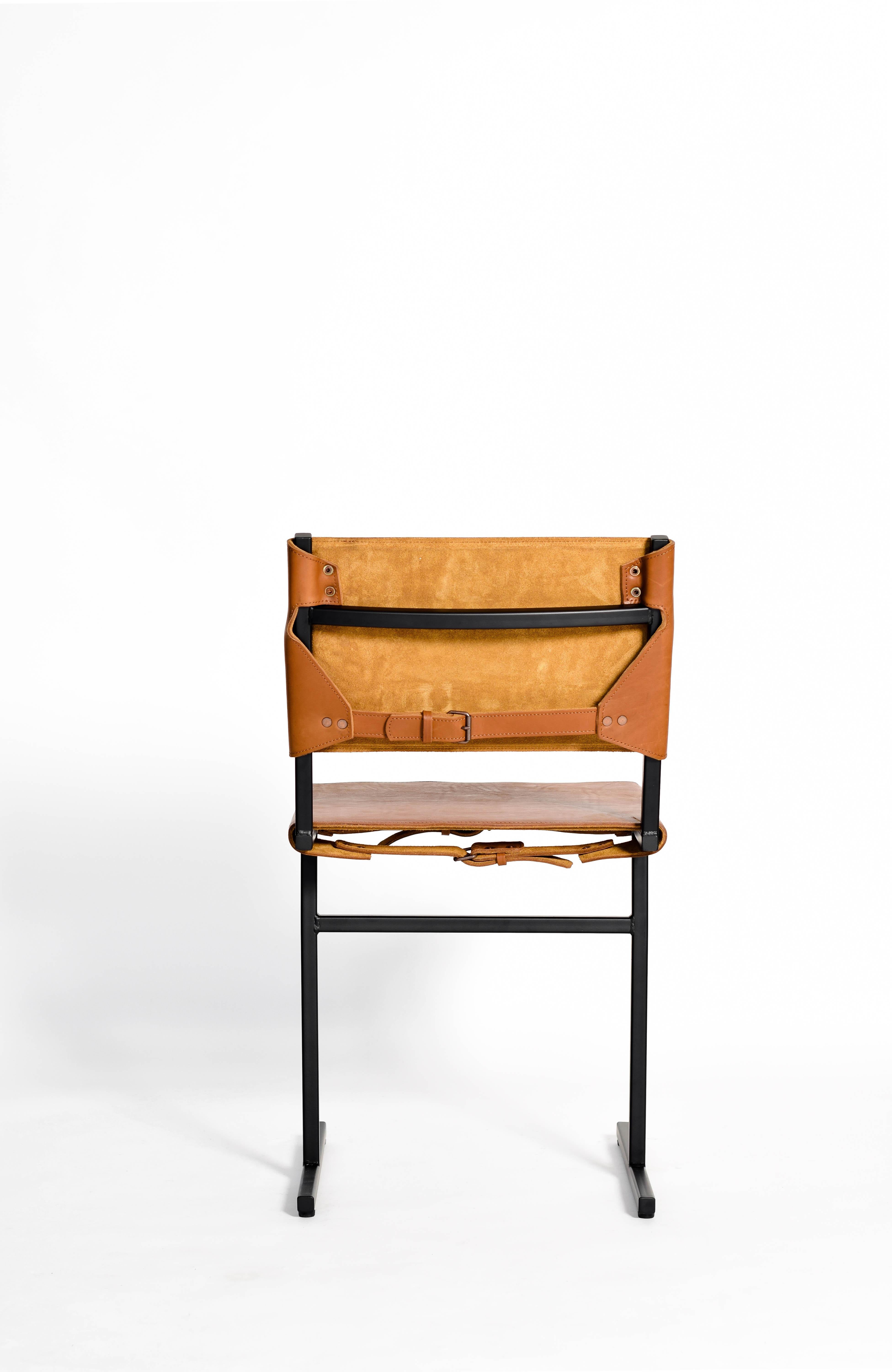 Contemporary Cognac and Black Memento Chair, Jesse Sanderson For Sale