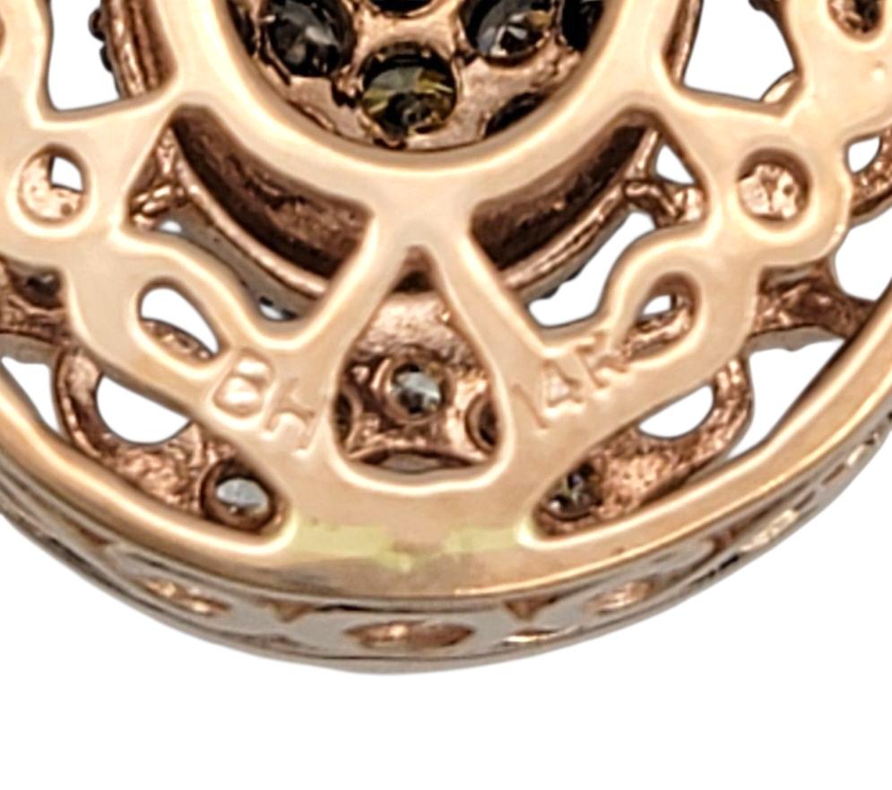Cognac and White Diamond Filigree Double Strand Necklace in 14 Karat Rose Gold im Angebot 4