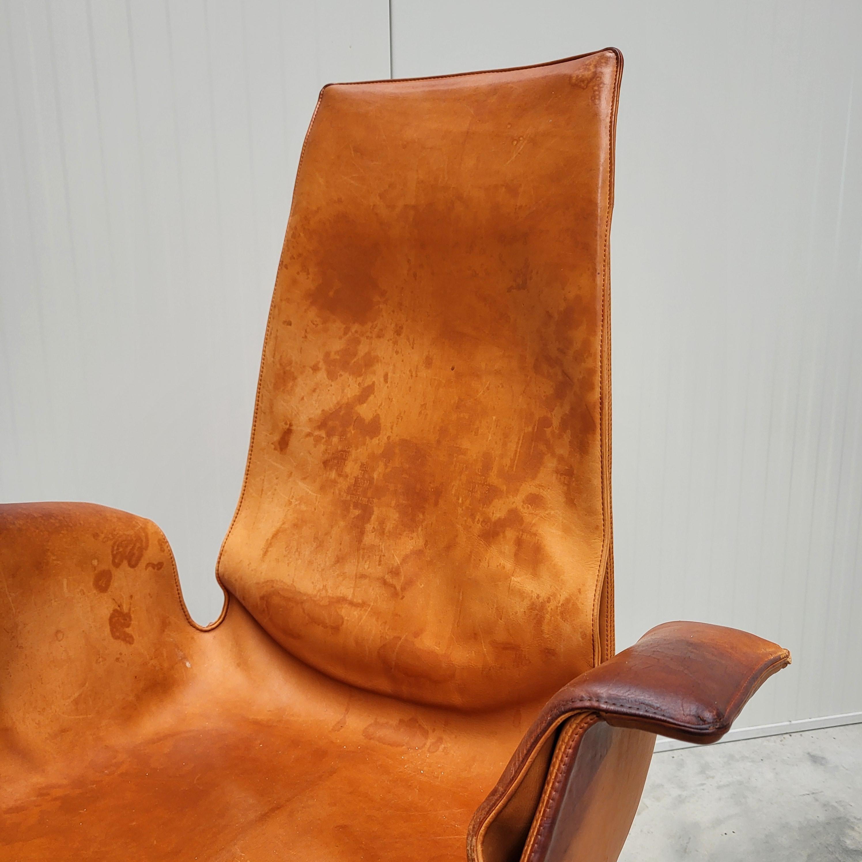 Aluminum Cognac Bird Tulip Office Chair by Fabricius & Kastholm Alfred Kill 1970s