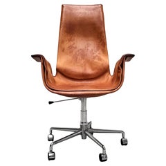 Cognac Bird Tulip Office Chair by Fabricius & Kastholm Alfred Kill 1970s