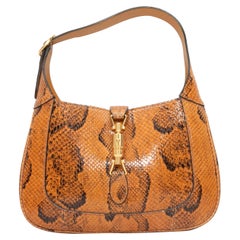 Cognac & Schwarze Gucci Jackie 1961 Python-Handtasche