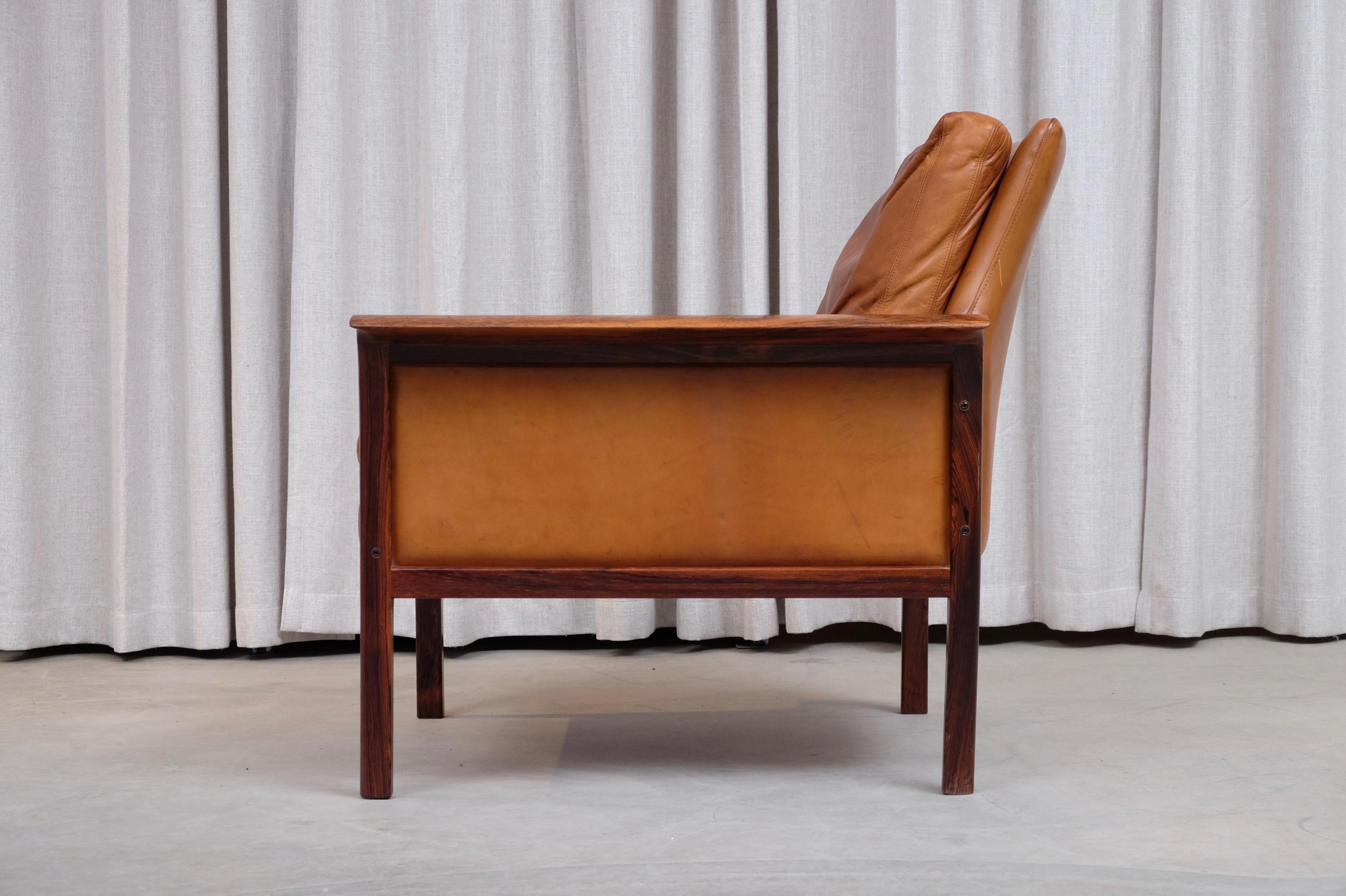 Cognac Brown Leather Lounge Chair by Knut Sæter, 1960s 2