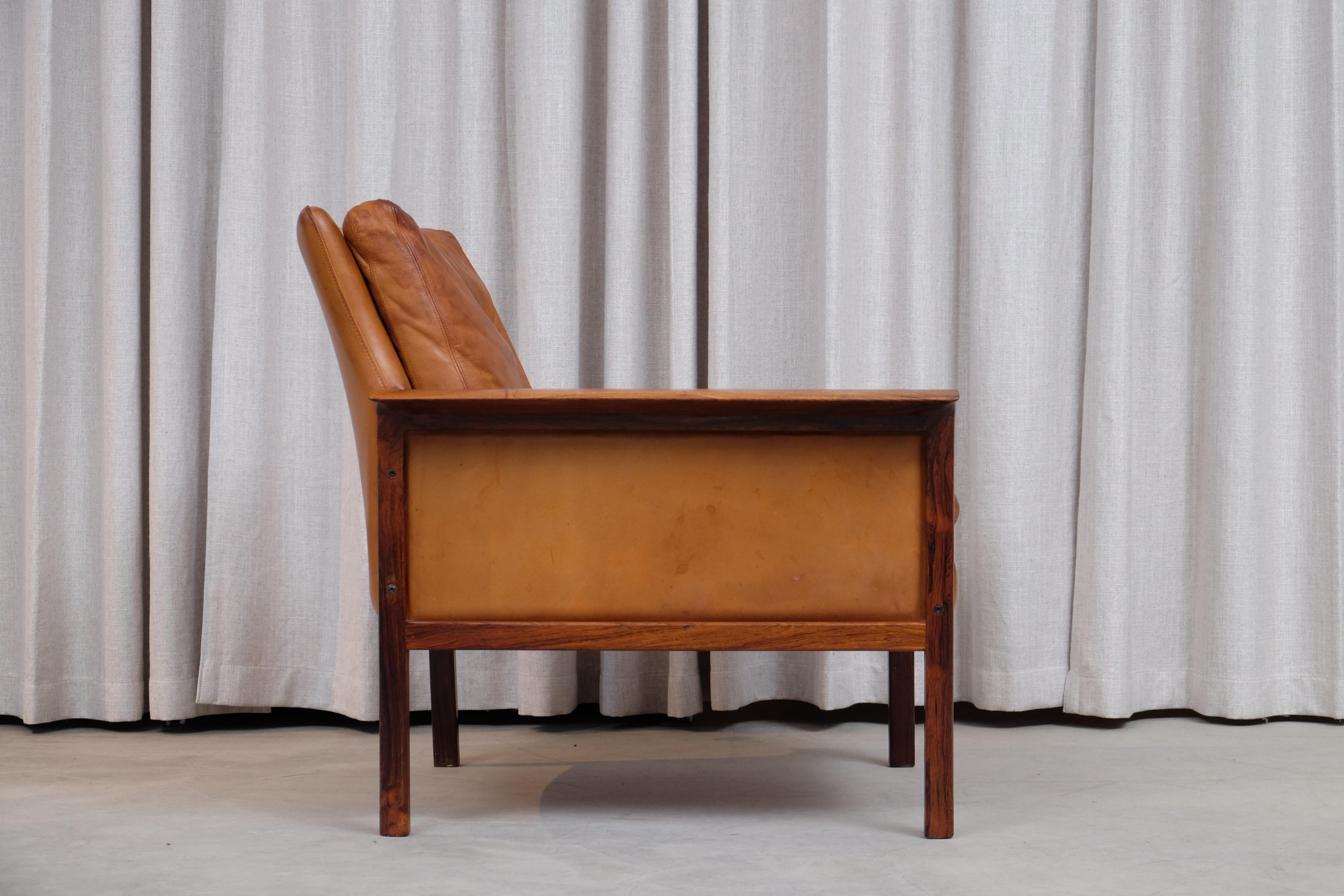 Cognac Brown Leather Lounge Chair by Knut Sæter, 1960s 3