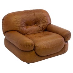 Cognac brown leather Sapporo armchair for Mobil Girgi
