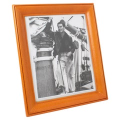 Marco de fotos de piel de becerro coñac, años 40