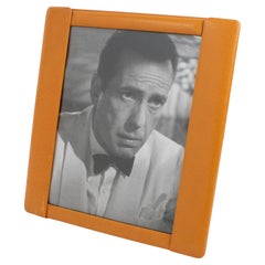 Cognacfarbener Bilderrahmen aus Kalbsleder, Frankreich 1940er Jahre