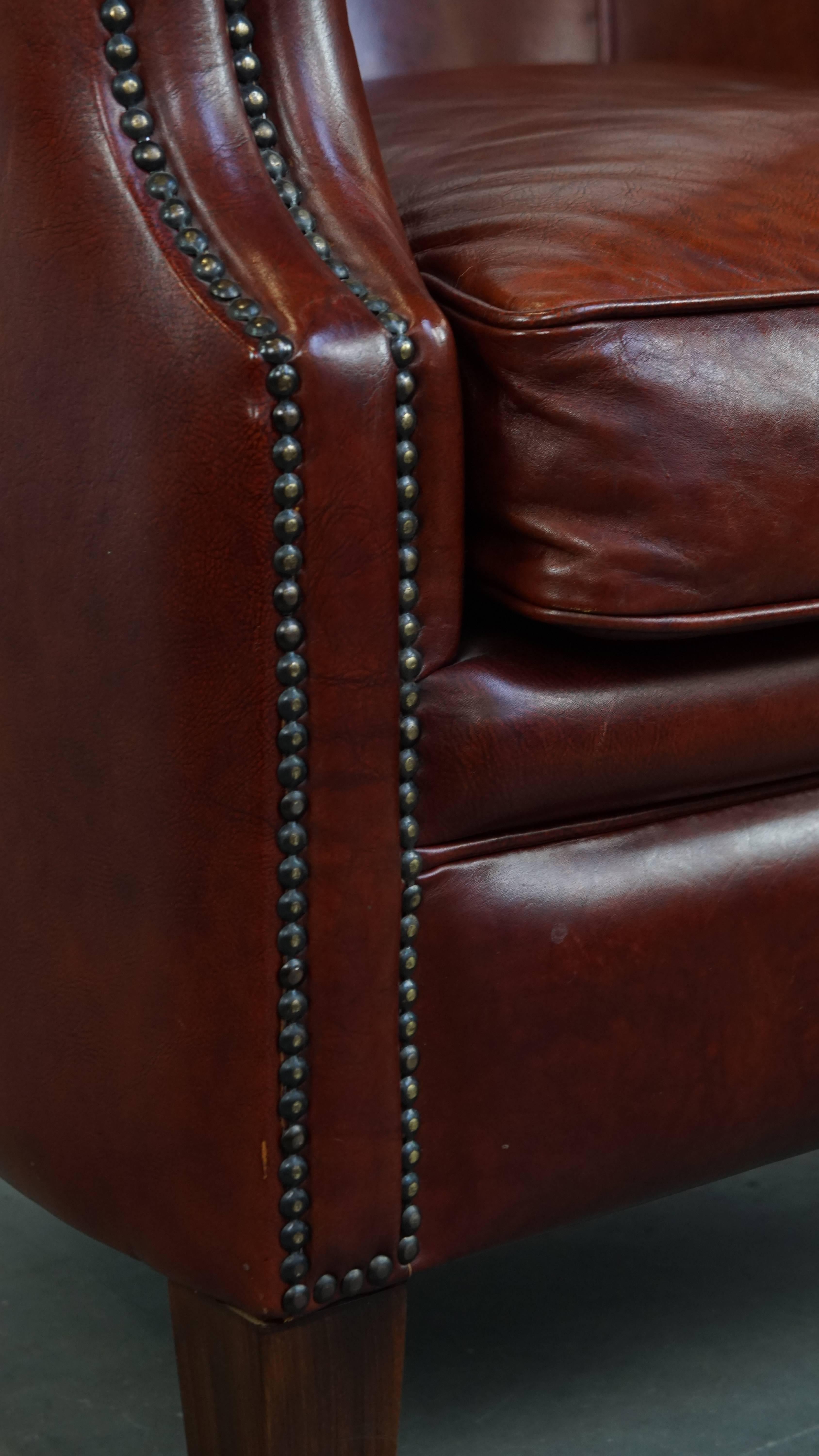 Cognac-Colored Cowhide Leather Club Chair in English Style For Sale 5