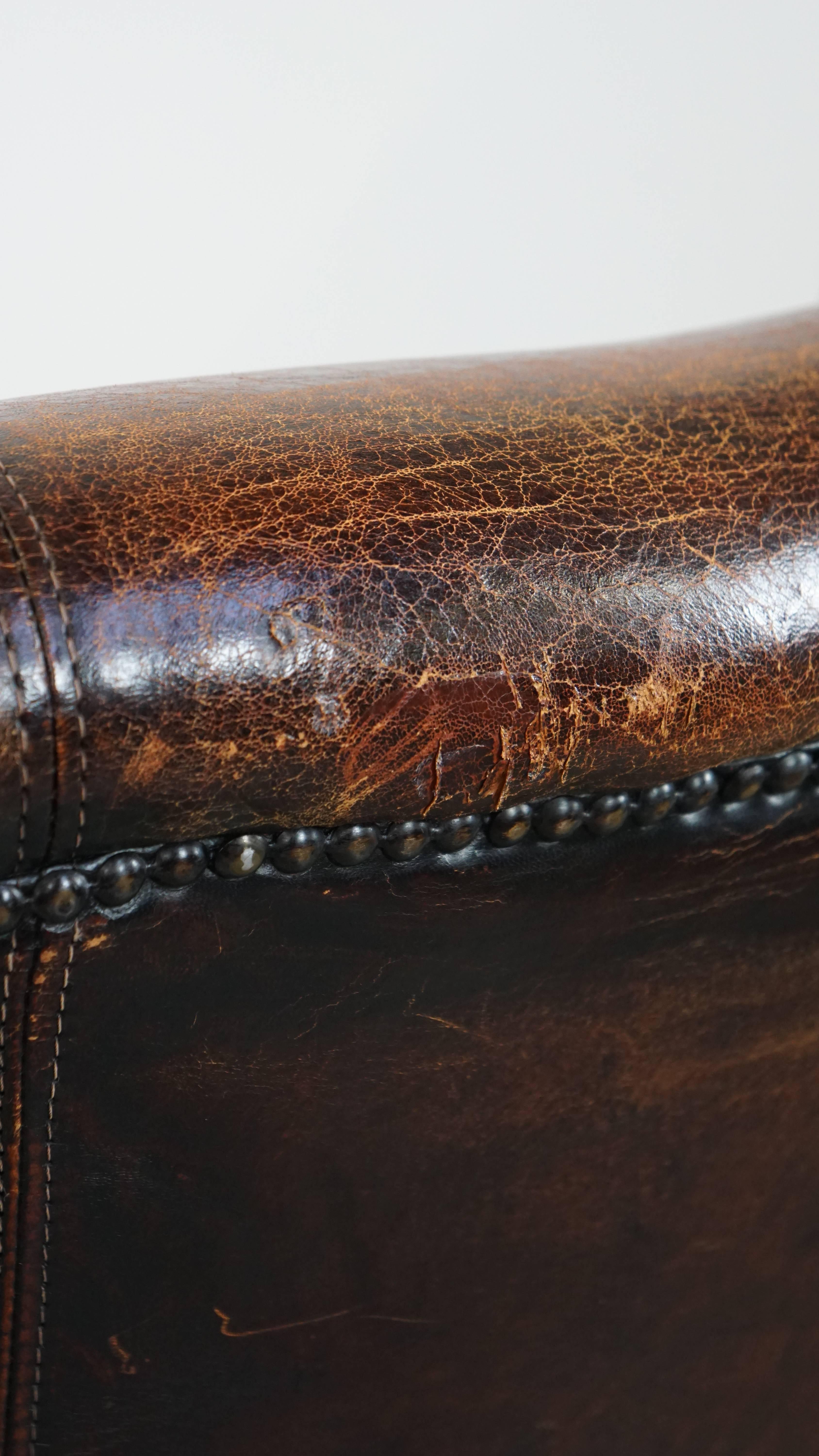 Cognacfarbener großer Vintage-Schaffell-Sessel mit hohem Sitzkomfort im Angebot 4